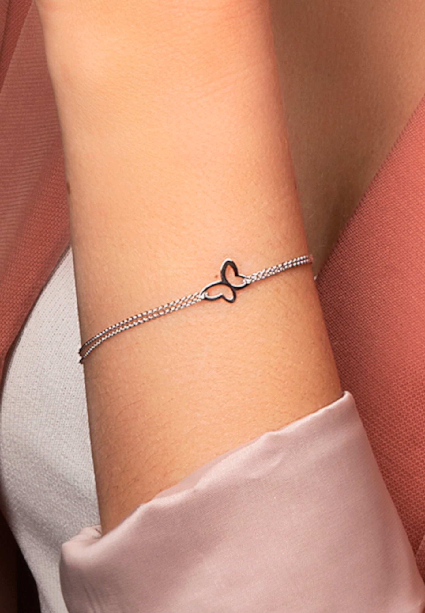 ONE ELEMENT Silberarmband »Schmetterling Armband Rundankerkette aus 925 Silber  17 cm Ø 1,1 mm«