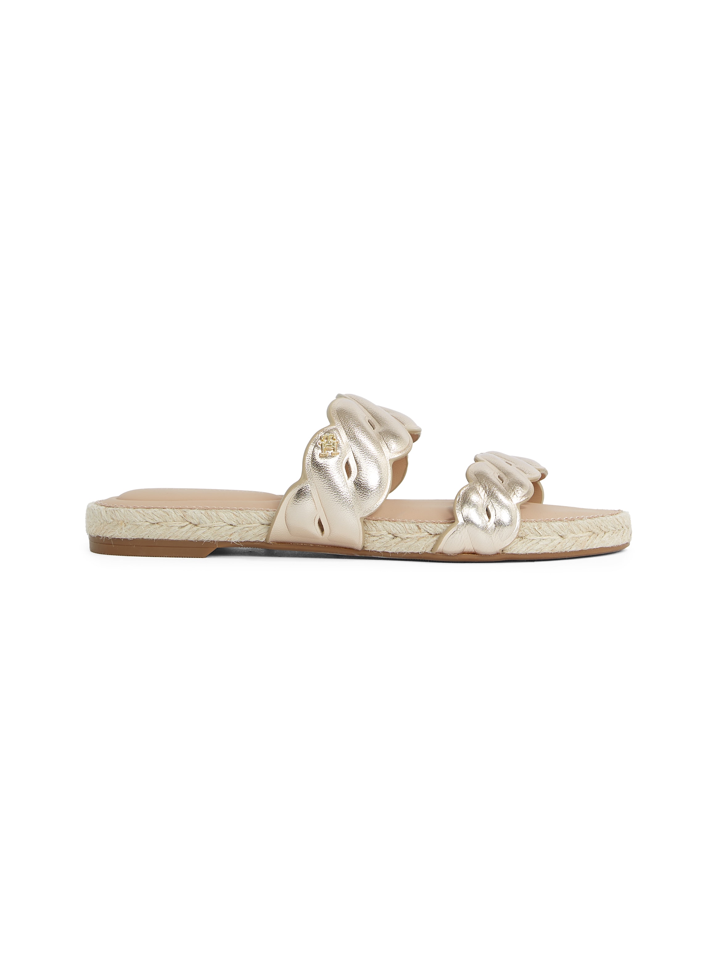 Tommy Hilfiger Pantolette »METALLIC ROPE ESPADRILLE MULE«  , Plateau, Sommerschuh, Flats, Bequemschuh mit geschungener Bandage