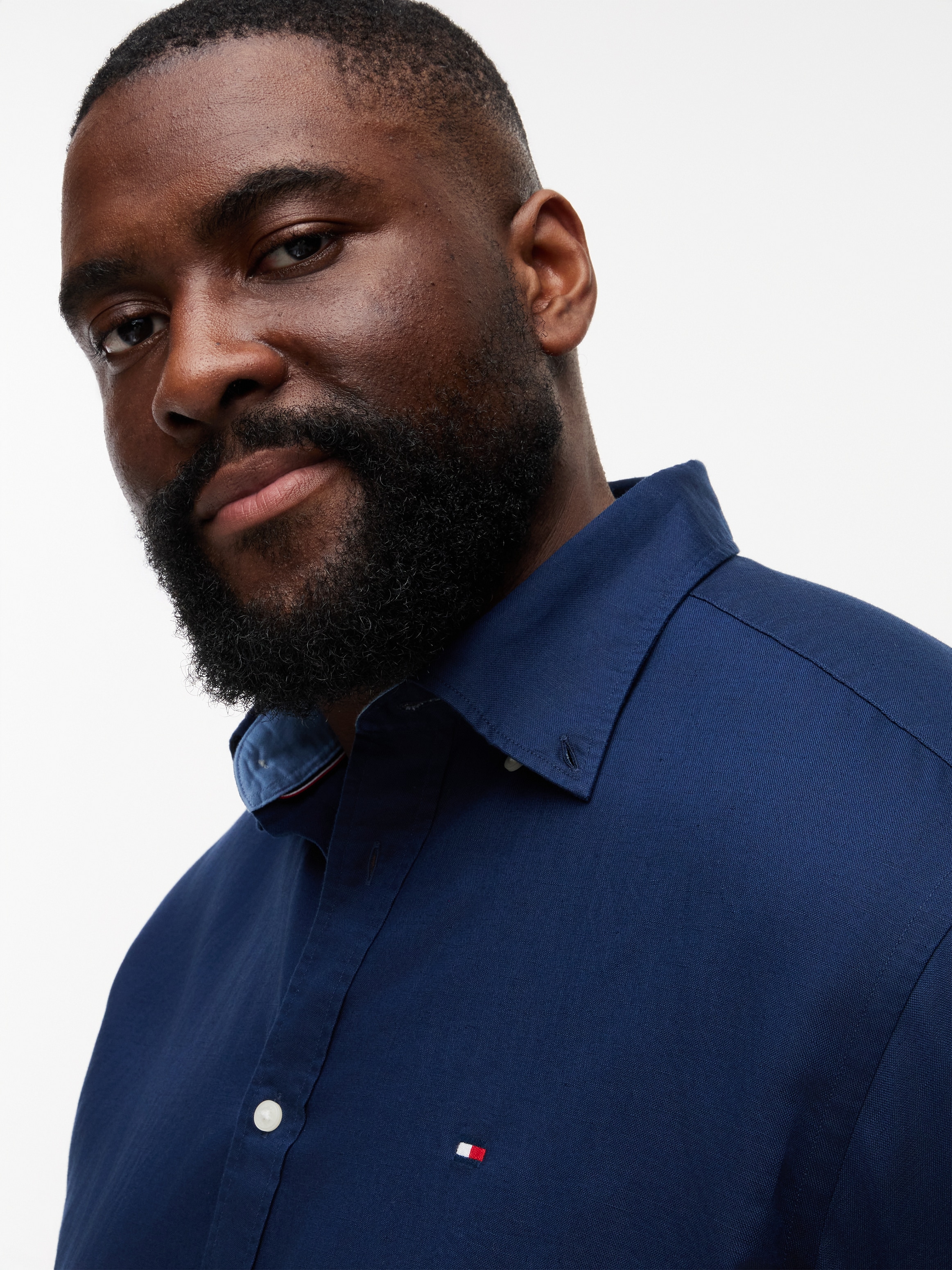 Tommy Hilfiger Big & Tall Langarmhemd »BT- LINEN« Große Größen Regular Fit Button-down-Leinenmix