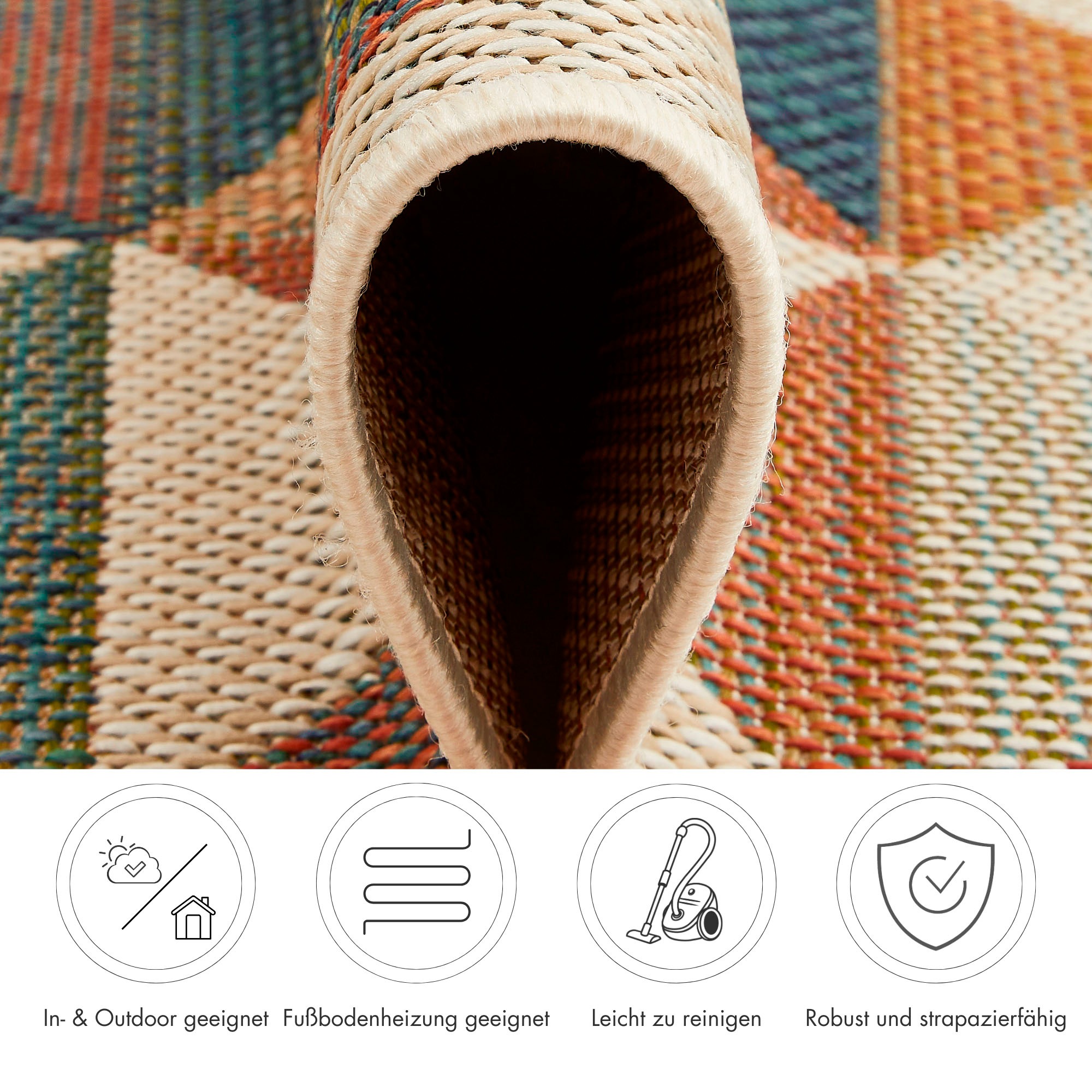 Andiamo Teppich »Sedona Dreieck«, rechteckig, 6 mm Höhe, Flachgewebe, modernes Design, In- und Outdoor geeignet