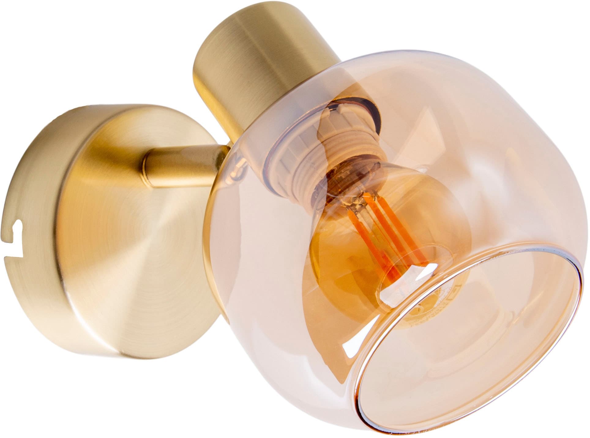 näve Wandstrahler »Libby«, 1 flammig-flammig, 1flg. flexibel verstellbar Glasschirm in amber getönt excl. 1xE14