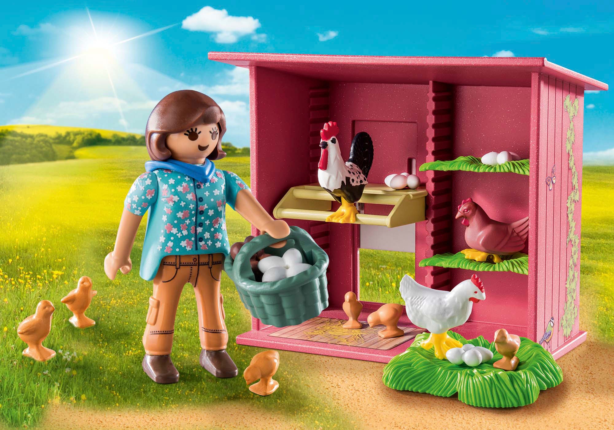Playmobil® Konstruktions-Spielset »Hühner mit Küken (71308), Country« teilweise aus recyceltem Material; Made in Germany
