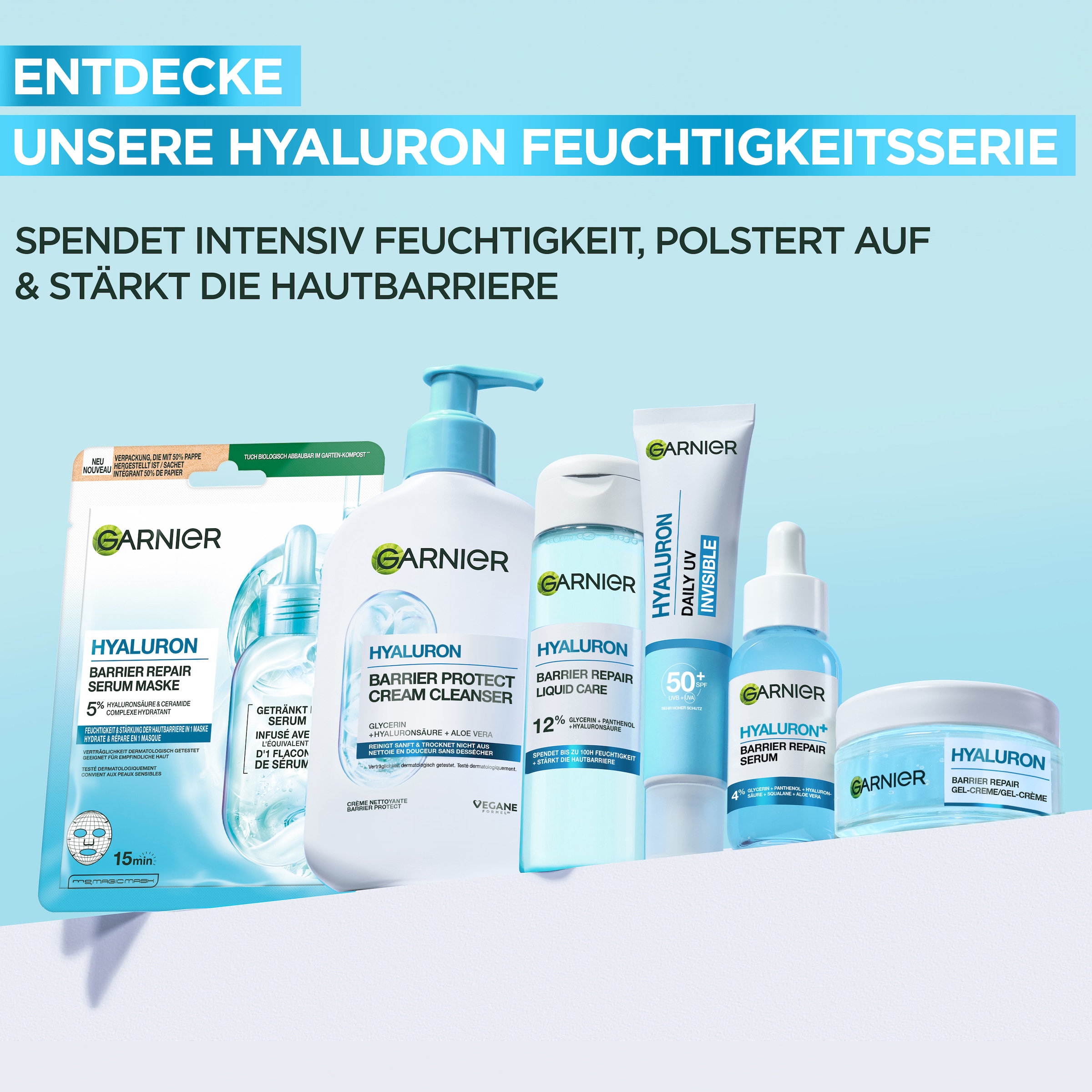 GARNIER Gesichts-Reinigungscreme »Garnier Hyaluron Barrier Protect Cream Cleanser«