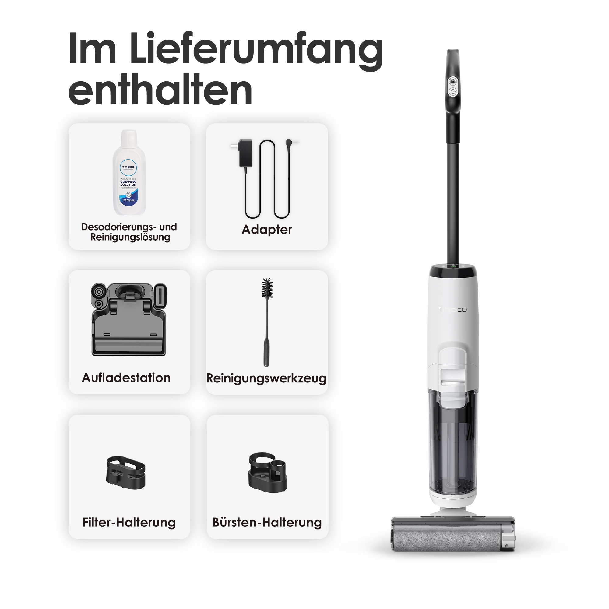 Tineco Nass-Trocken-Sauger »iFLOOR 5, automatische Selbstreinigung, Kantenreinigung«, 35 Min Akku, Tierhaarfilter, Hartbodenreiniger, Doppeltank
