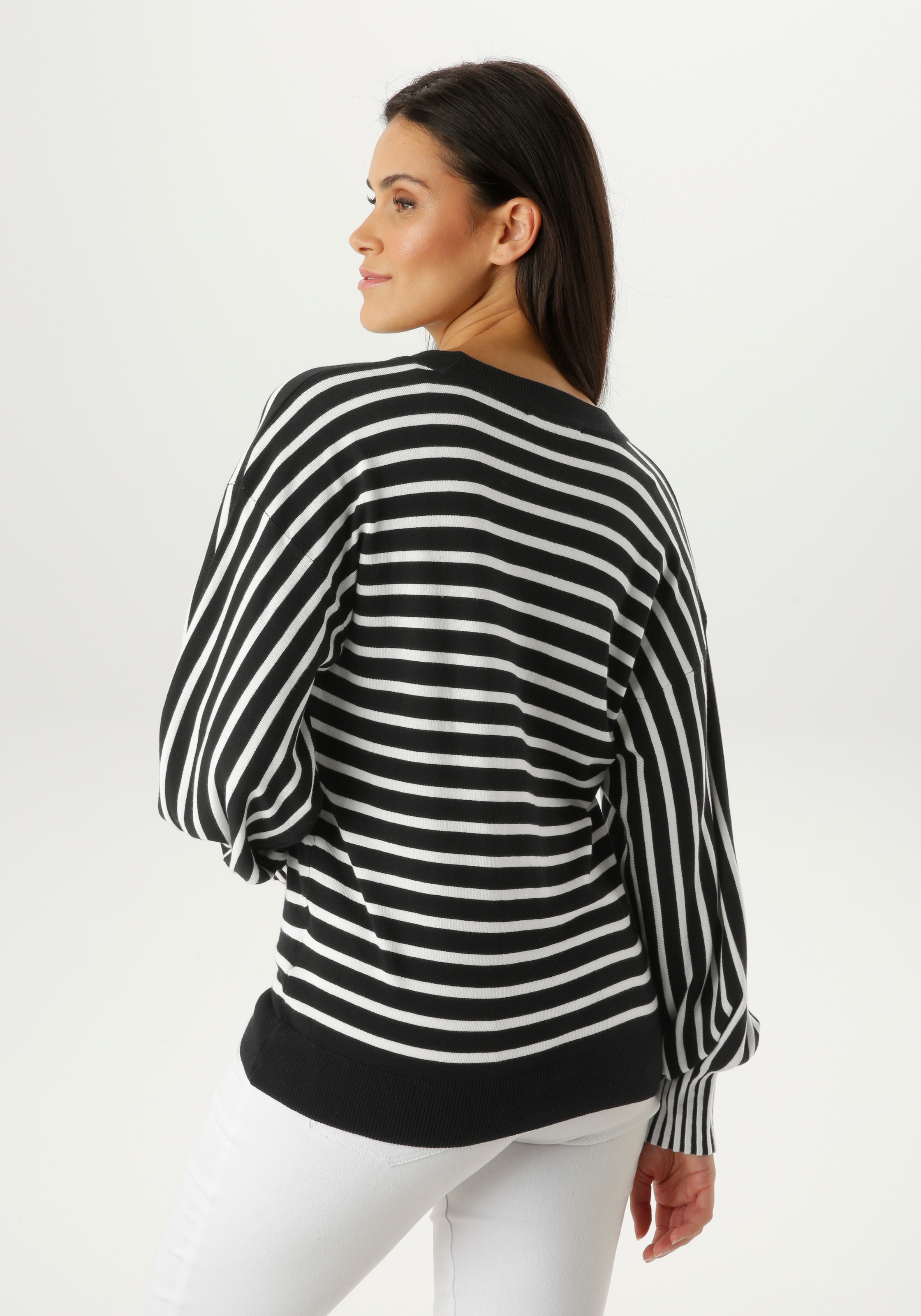 Aniston SELECTED Strickpullover langen Ballonärmel mit breiten Bündchen