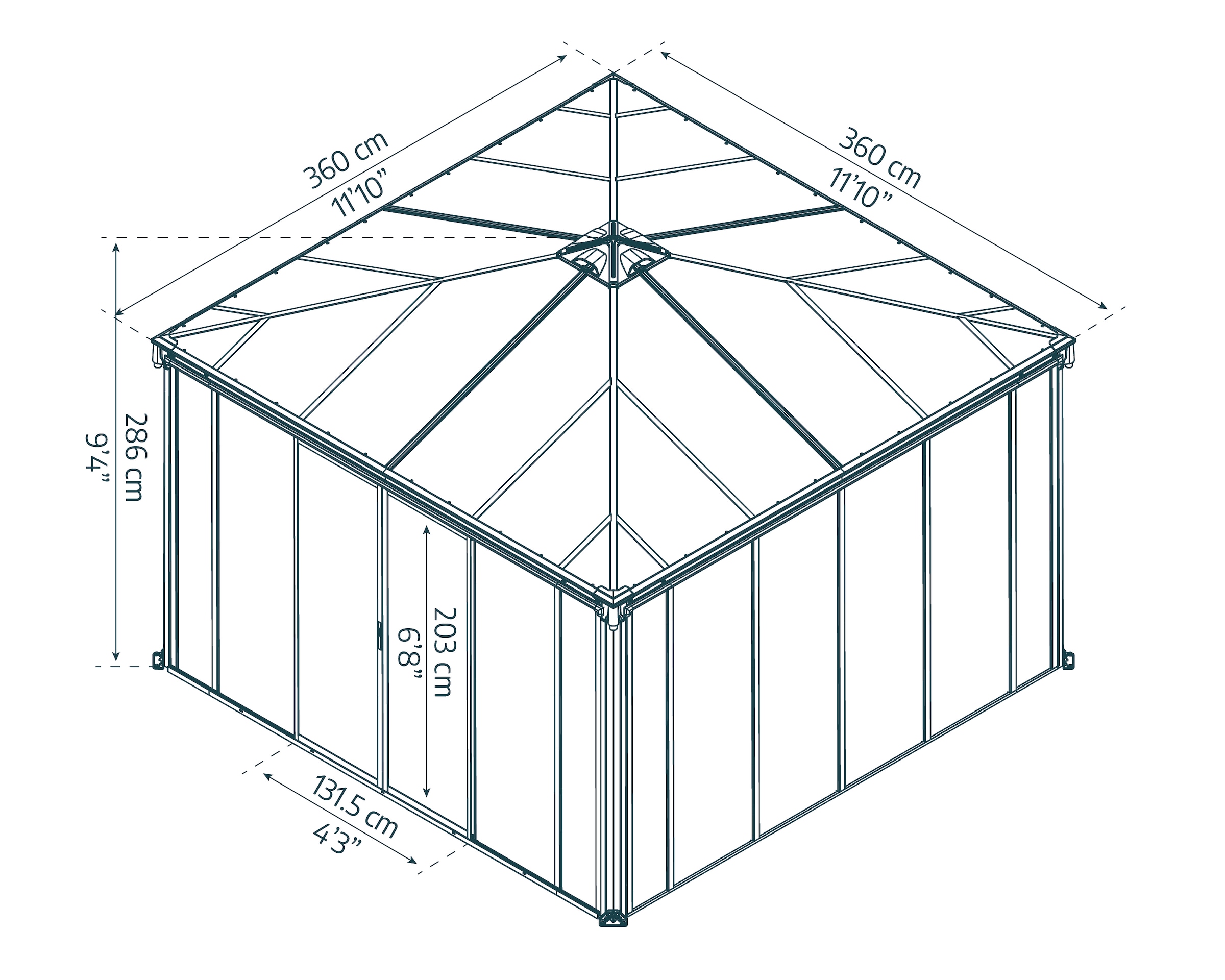 Palram - Canopia Pavillon »Ledro 3600«, BxT: 360x360 cm