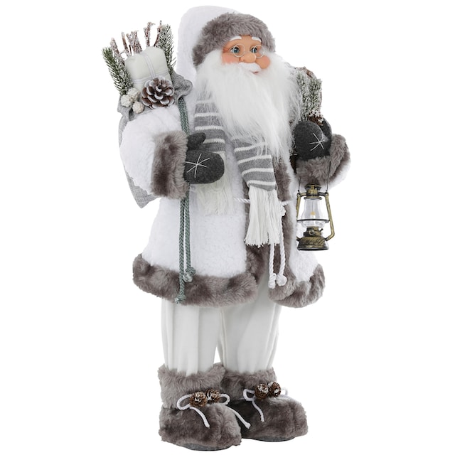 HOSSNER - HOMECOLLECTION Weihnachtsmann »Santa mit weißem Mantel und  Laterne«, Weihnachtsdeko auf Rechnung bestellen