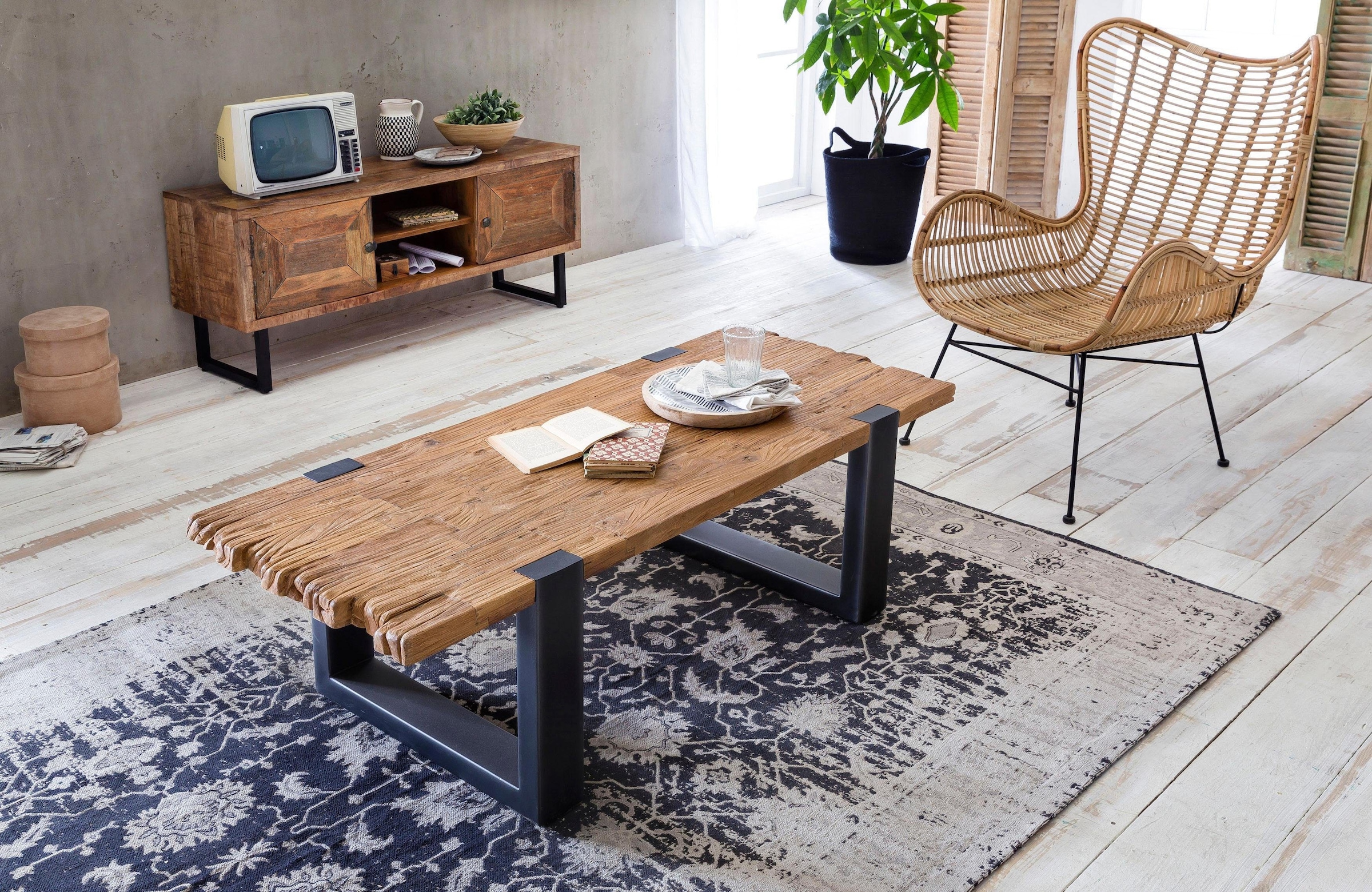 SIT Sessel »Sit&Chairs«, mit geschwungenen Armlehnen, in schwarz oder natur, Shabby Chic