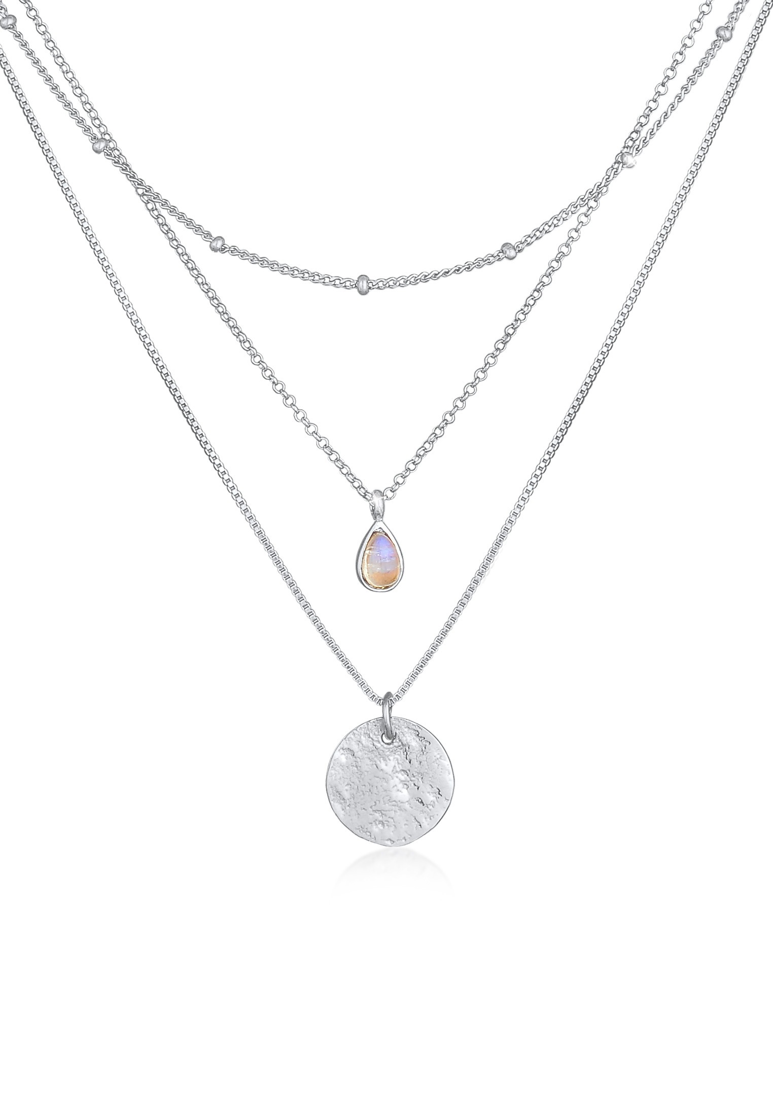 Elli Premium Silberkette »Halskette Layer Labradorit Plättchen Anhänger 925 Silber«