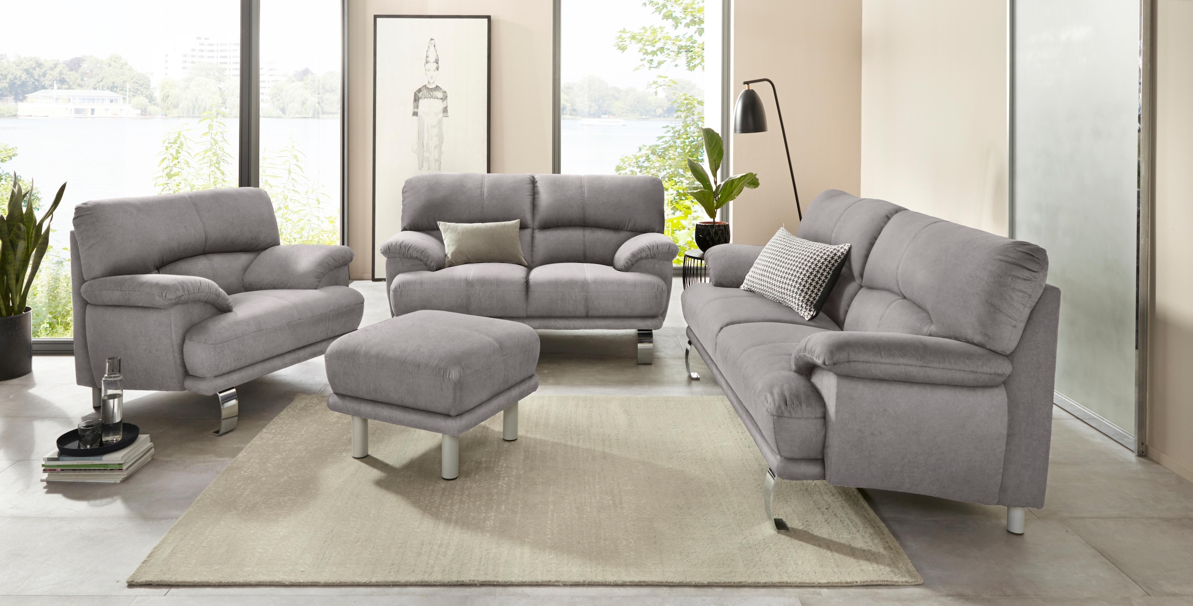 TRENDMANUFAKTUR Hocker »Cecilia II, modern und elegant, B/T 66/66cm«