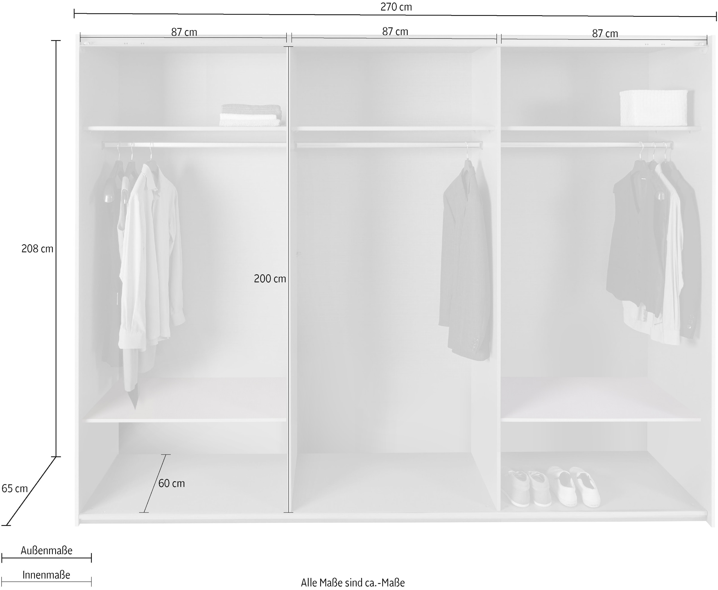 Wimex Schwebetürenschrank »Altona«, mit Glaselementen und zusätzlichen Einlegeböden