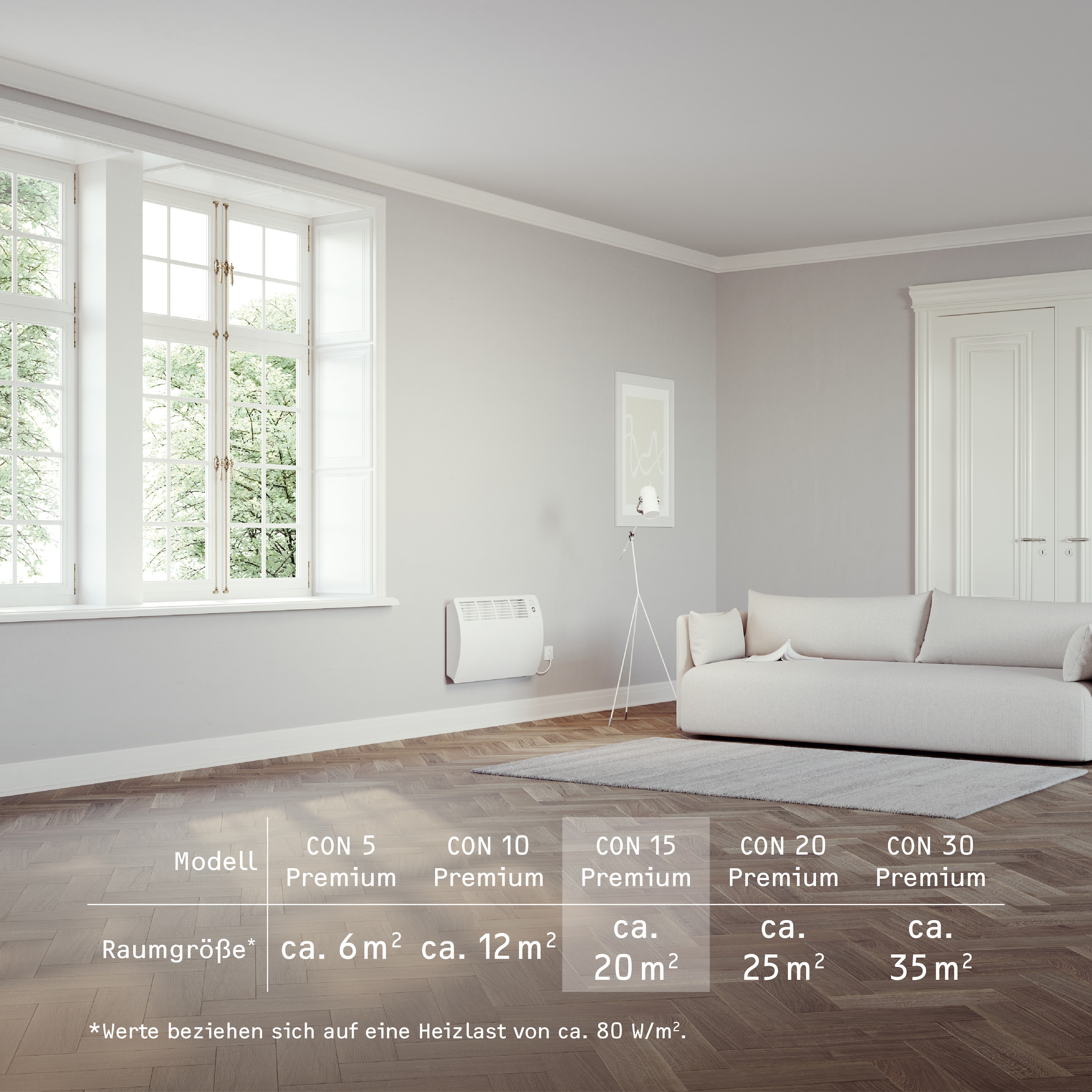 STIEBEL ELTRON Konvektor »»CON 15 Premium«, Wandkonvektor, energiesparend, VDE geprüft, 1,5 kW«, für ca. 20 m², LC-Display, Wochen-/120 Min-Kurzzeittimer, Silent Mode