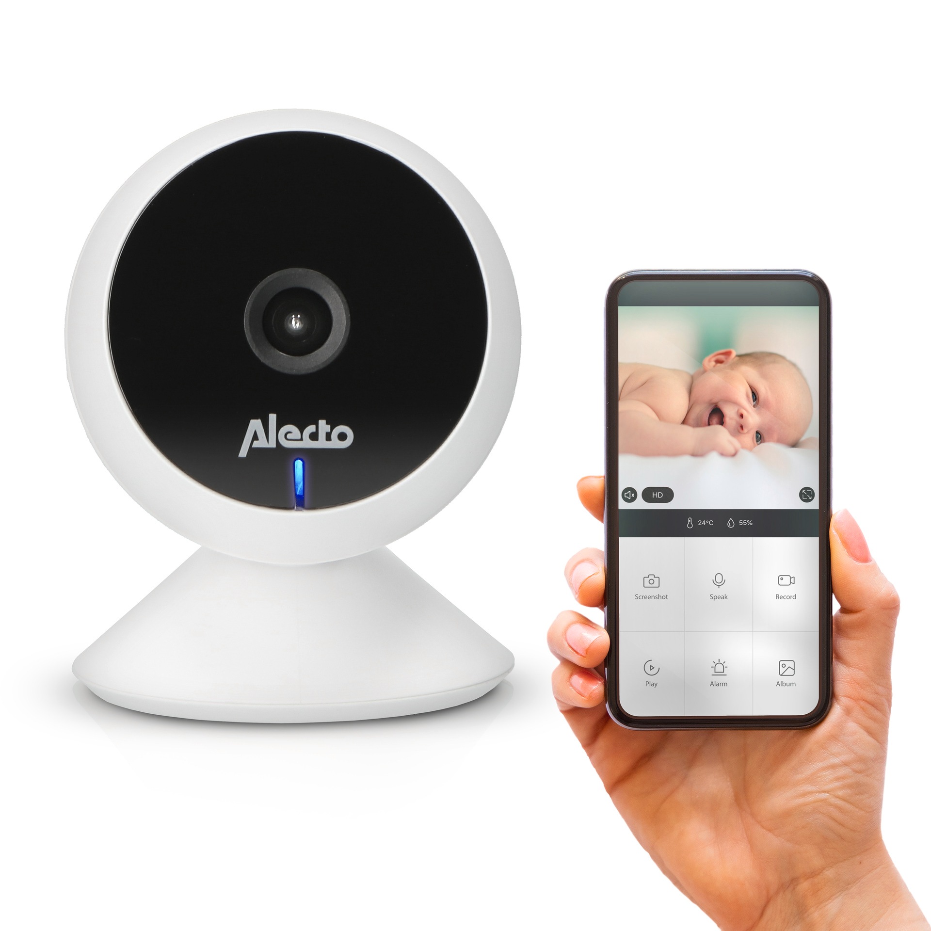 Alecto Video-Babyphone »SMARTBABY5 - WLAN-Babyphone mit Kamera«, mit Rückmeldefunktion, Smart Life App für iOS und Android