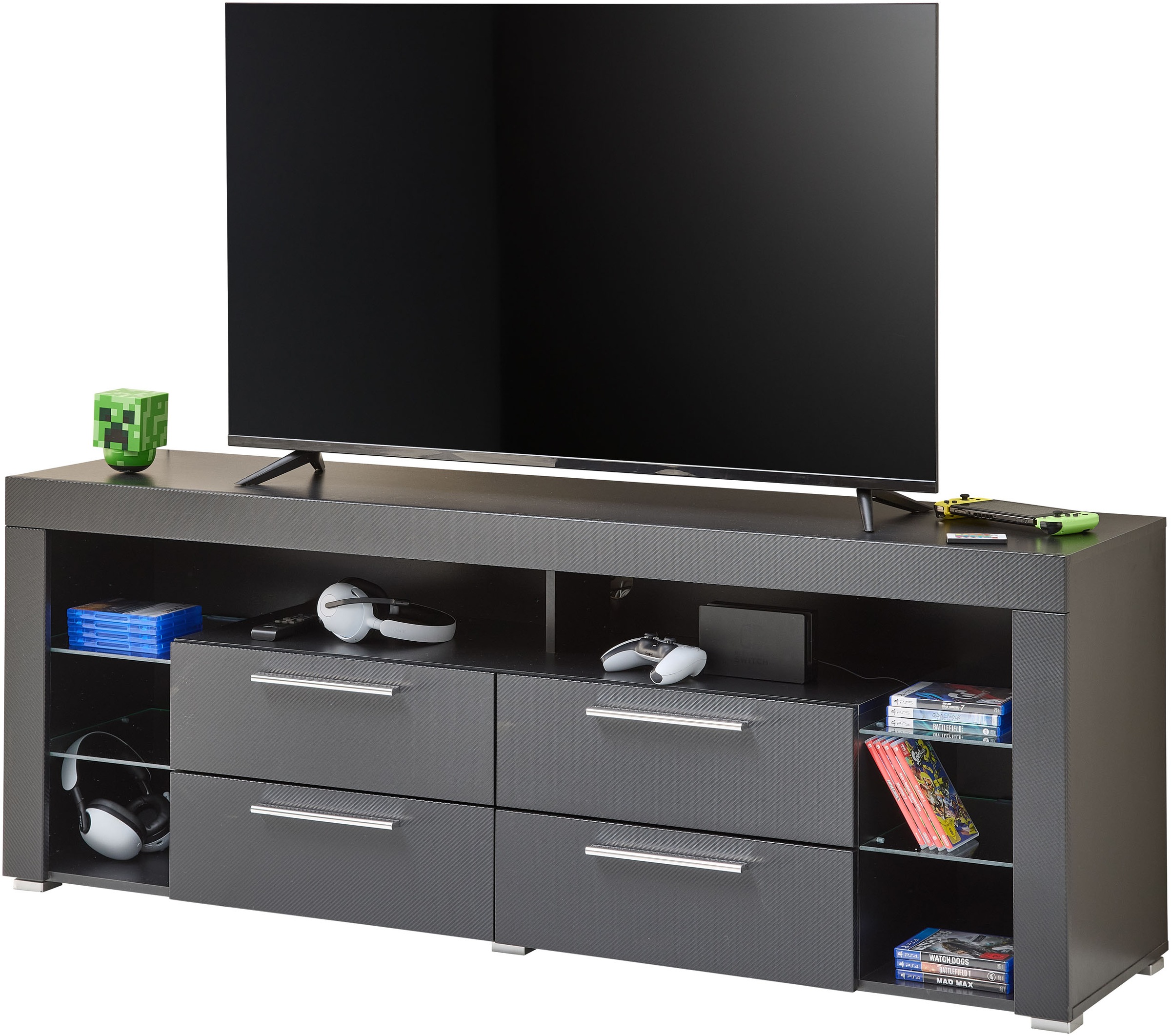 Stolkom TV-Schrank »Goal« 4 Schubkästen, 6 offenen Fächern, Stellmaß 179/66/44 cm