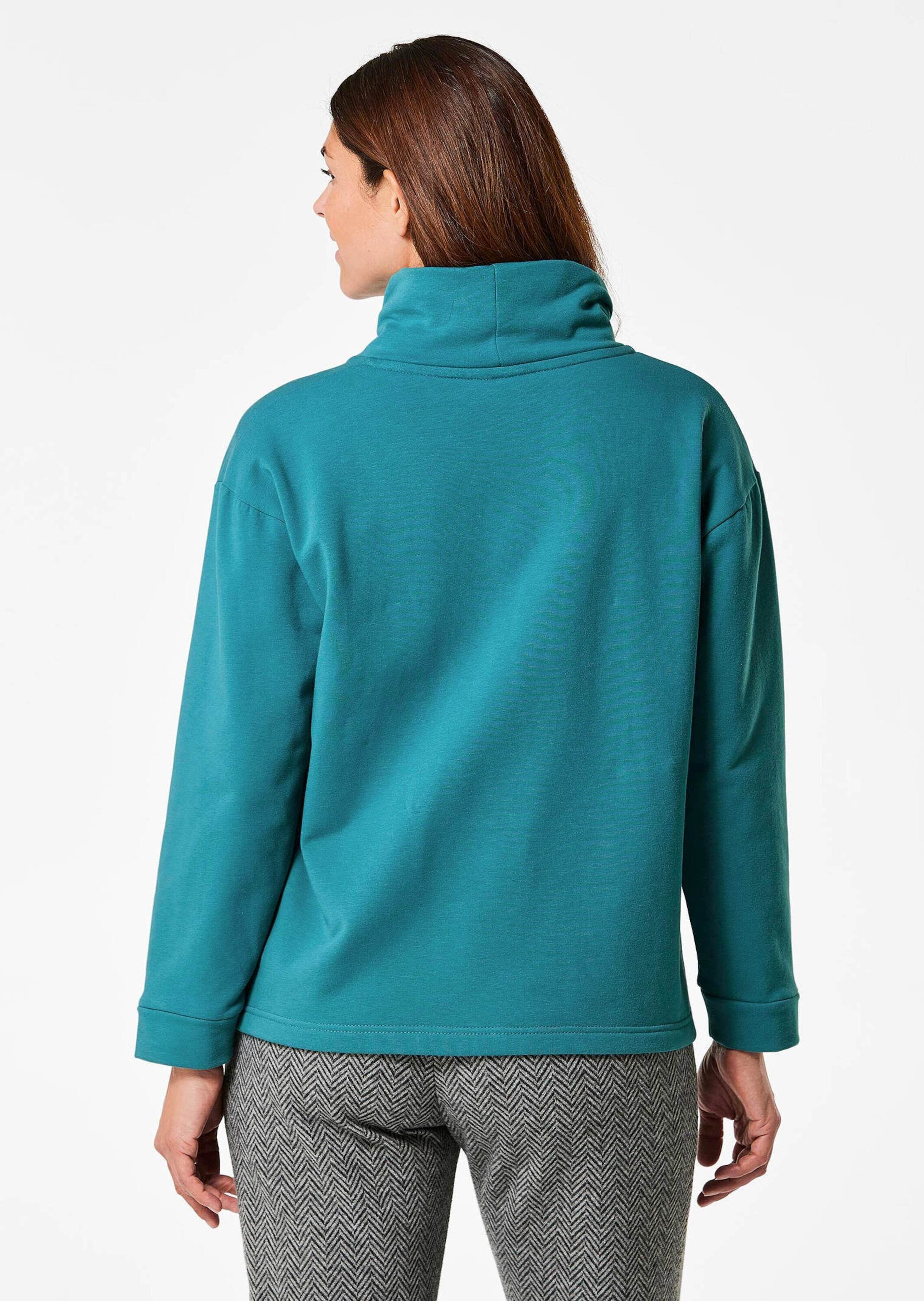 GOLDNER Hausanzug »Kurzgröße Sweatshirt mit halsfernen Kragen und Tunnelzug«