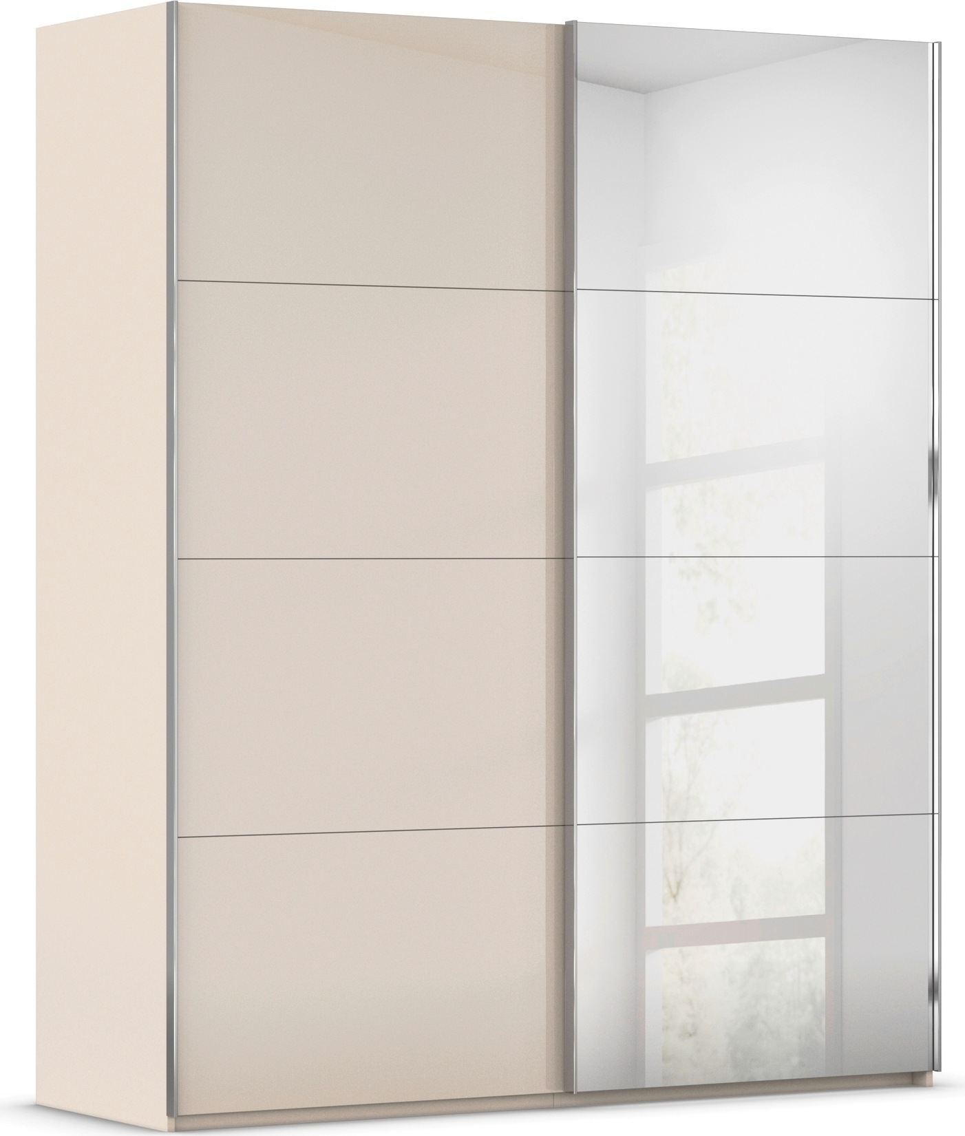 rauch Schwebetürenschrank »Kleiderschrank Schrank Garderobe Schlafzimmerschrank SCALE-FYRA« edle viergeteilte Türen Spiegel/Glas-Mix viele Farben MADE IN GERMANY