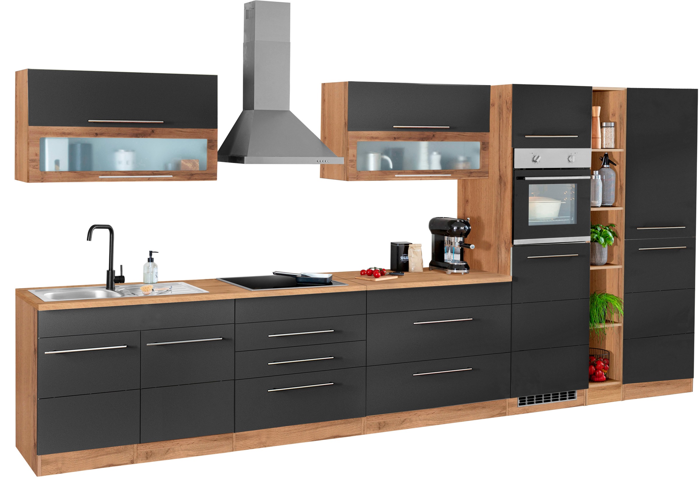 KOCHSTATION Küchenzeile »KS-Wien« Breite 430 cm, wahlweise mit E-Geräten und Induktion