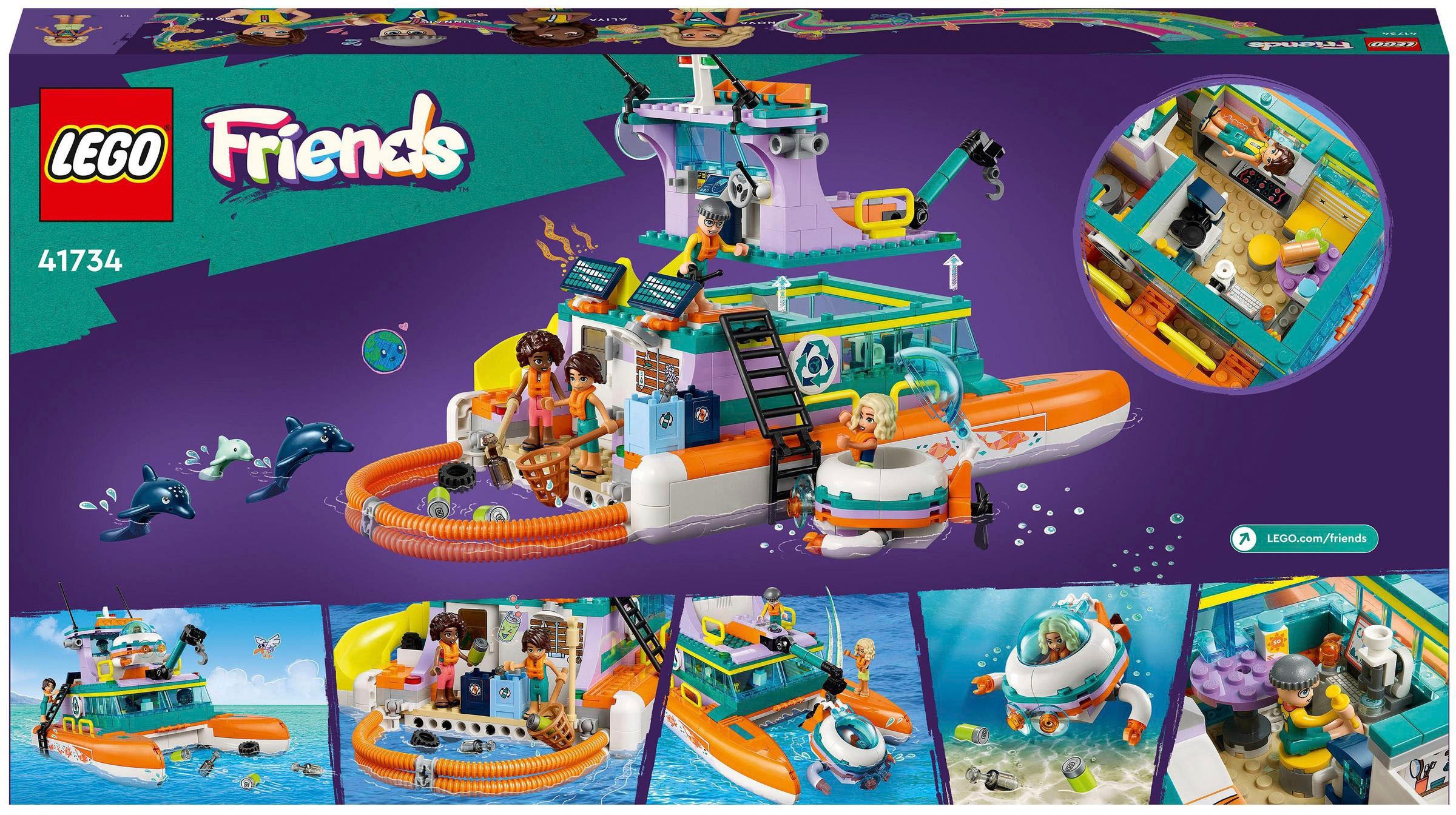 LEGO® Konstruktionsspielsteine »Seerettungsboot (41734), LEGO® Friends«, (717 St.), Made in Europe