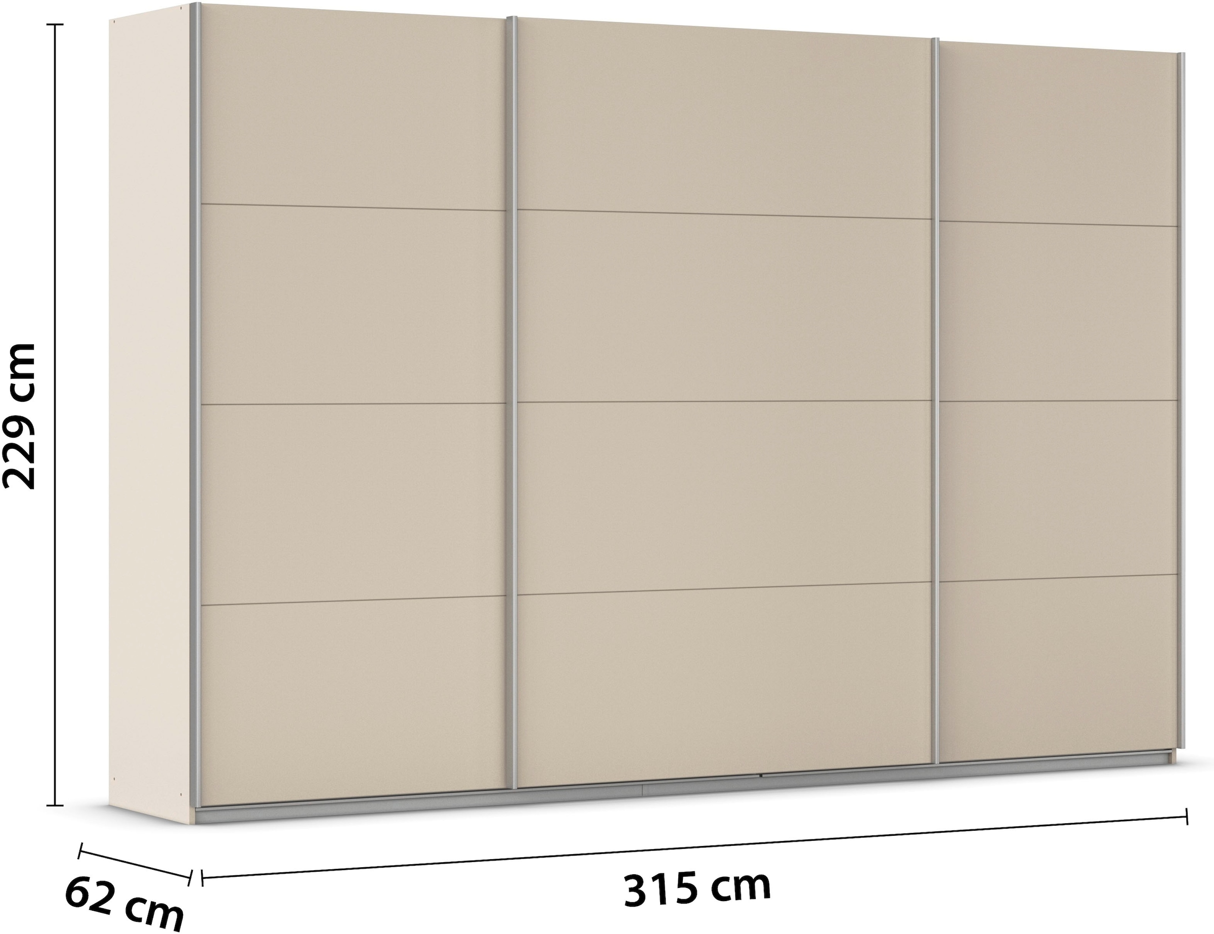 rauch Schwebetürenschrank »Kleiderschrank Schrank Garderobe AGORDO mit Dekor- oder Hochglanzfront«, (in zwei Griff-Farben), durchdachte Innenausstattung, in 4 Breiten und 2 Höhen MADE IN GERMANY