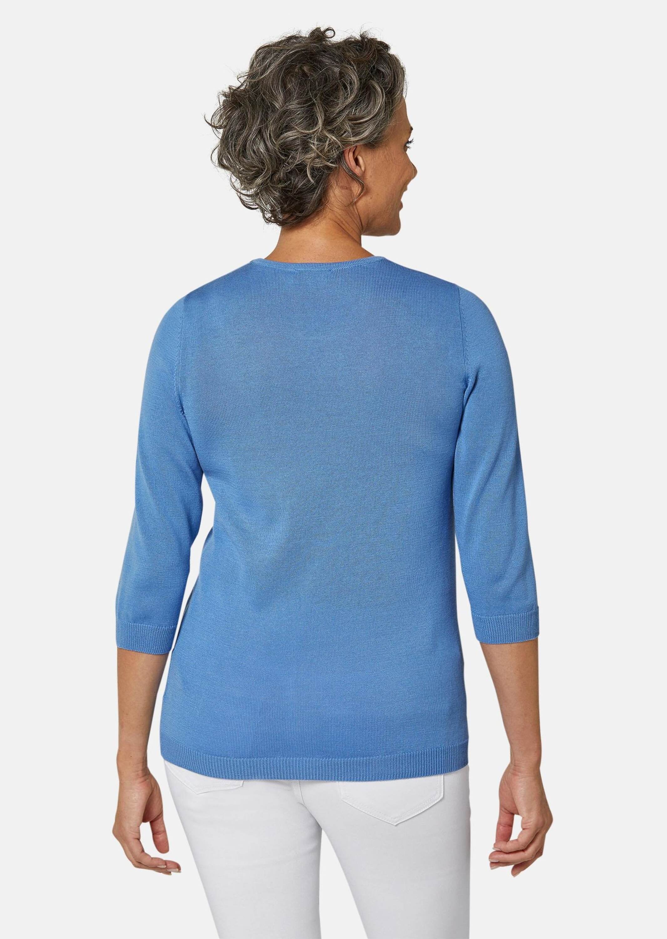 GOLDNER 3/4 Arm-Pullover »Rundhalspullover Sommerlicher Strickpullover mit Ajourmuster«