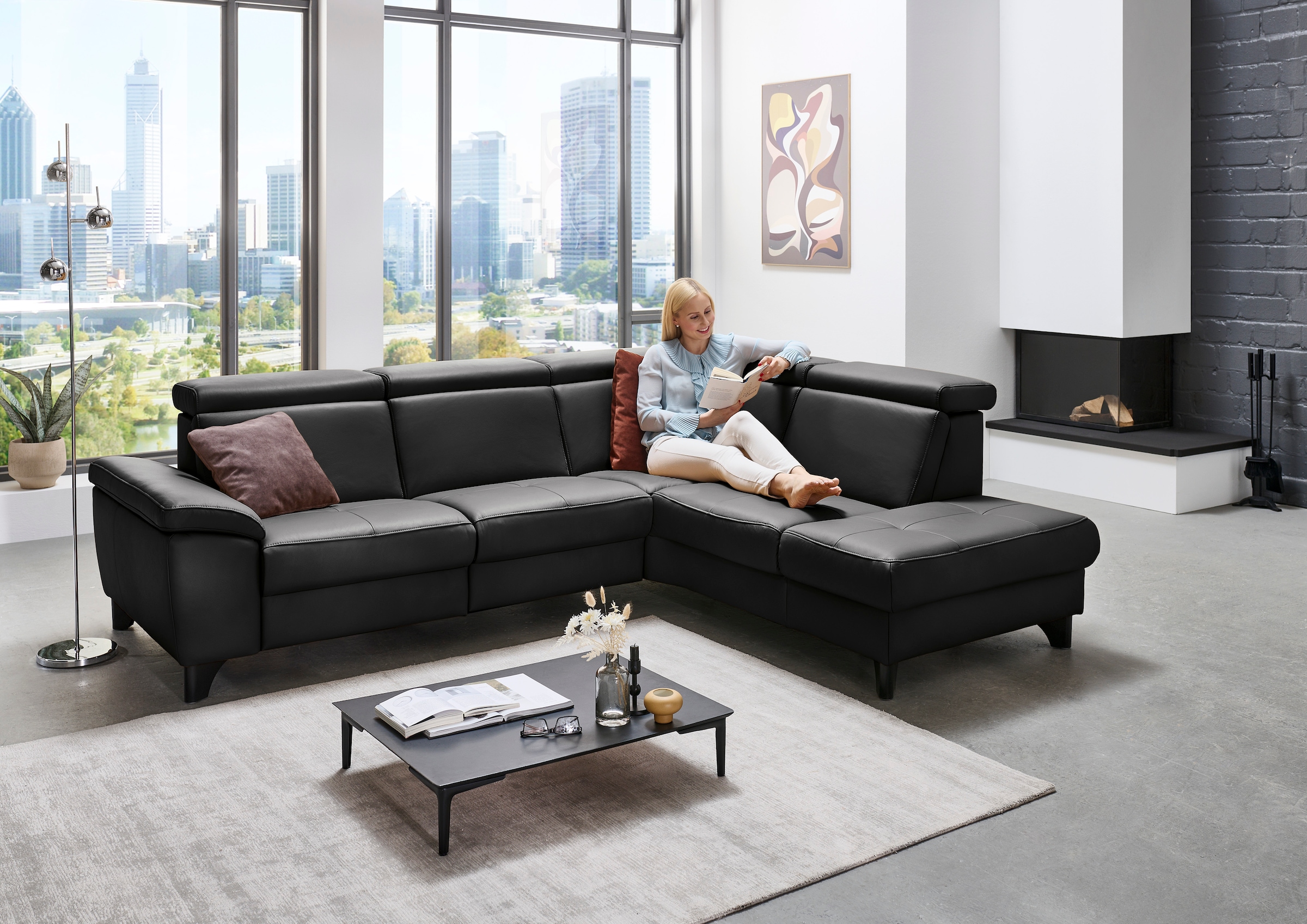 Die PlanBar Ecksofa »PN-EM23166 L-Form« optional mit Kopfteilverstellung und Stauraum