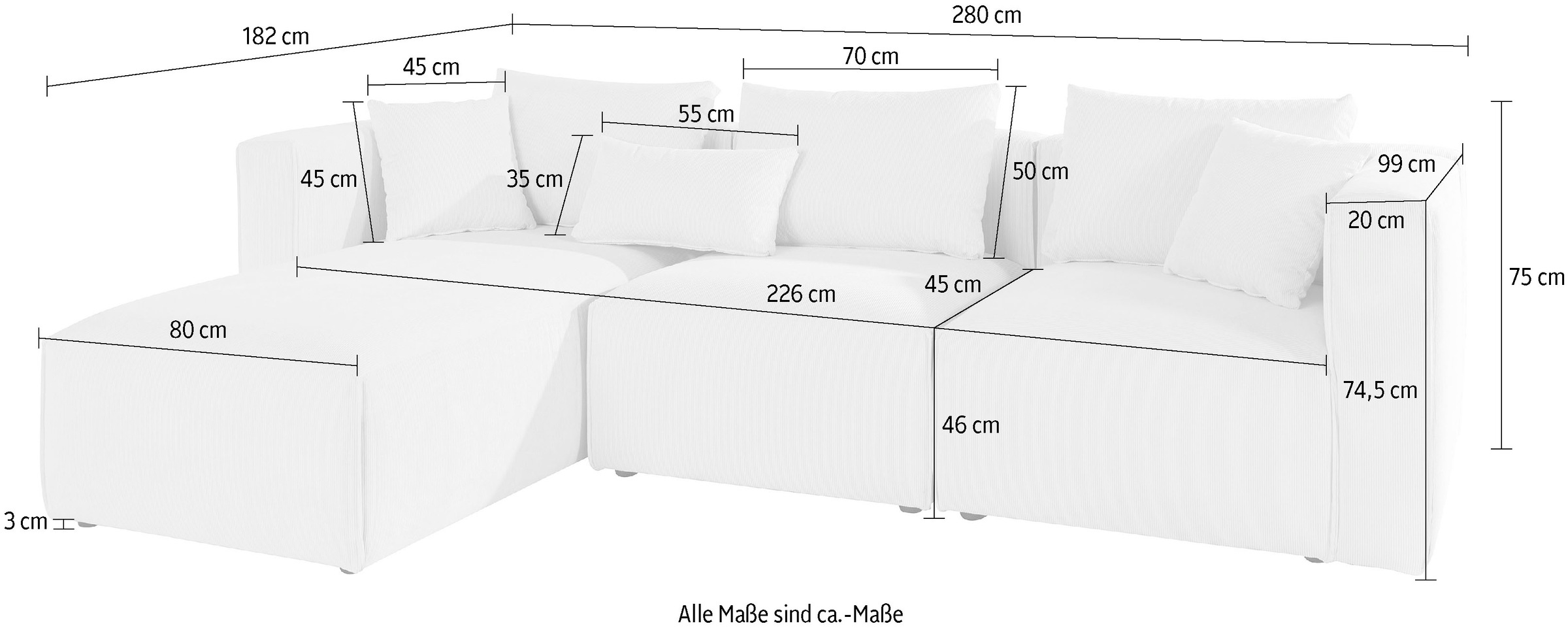 Guido Maria Kretschmer Home&Living Ecksofa »Comfine L-Form«, zusammengesetzt aus Modulen, 3 Bezugsqualitäten und viele Farben