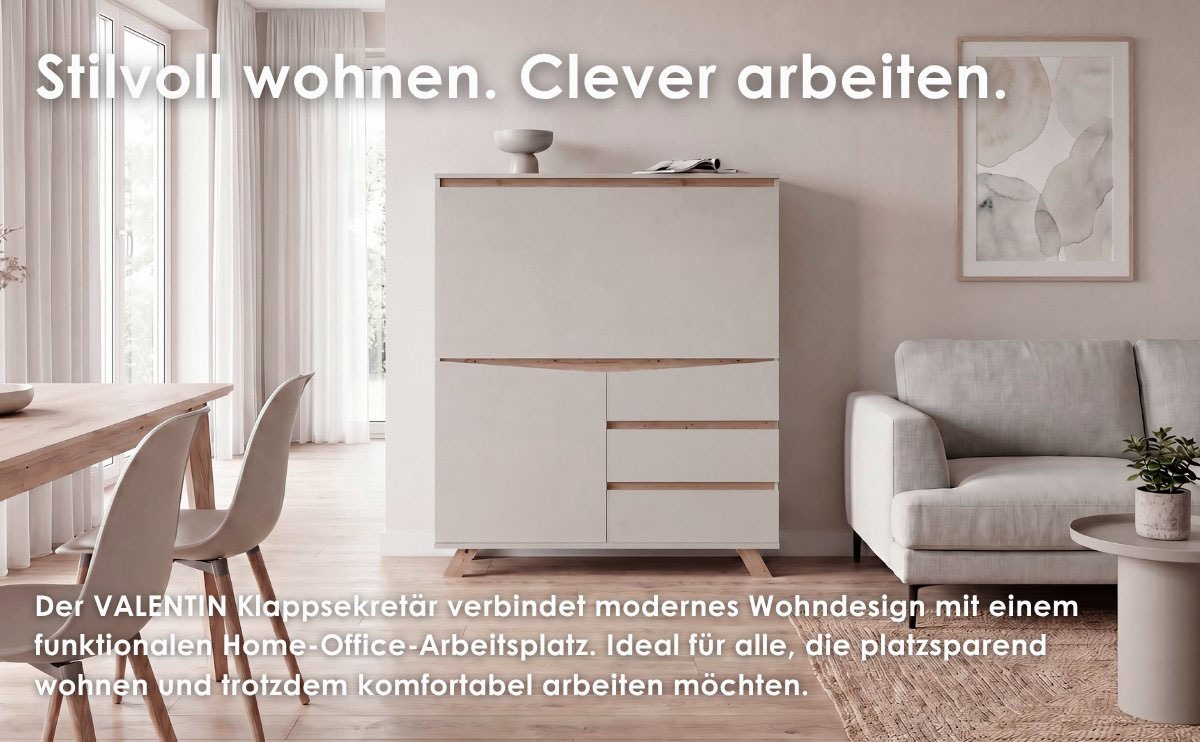 byLIVING Sekretär »VALENTIN« 1 Stk. tlg. Kaschmir / Artisan Eiche (Eiche-Optik), Klapptür, Stauraum, B: 120 cm
