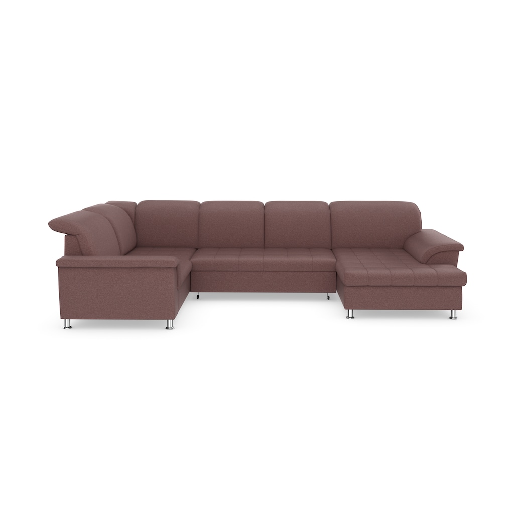 DOMO collection Wohnlandschaft »Franzi wahlweise mit Kopfteilverstellung Bettfunktion, Bettkasten«, im XXL-Format B/T/H: 352/214/80 cm, Schlafsofa, Steppung im Sitz