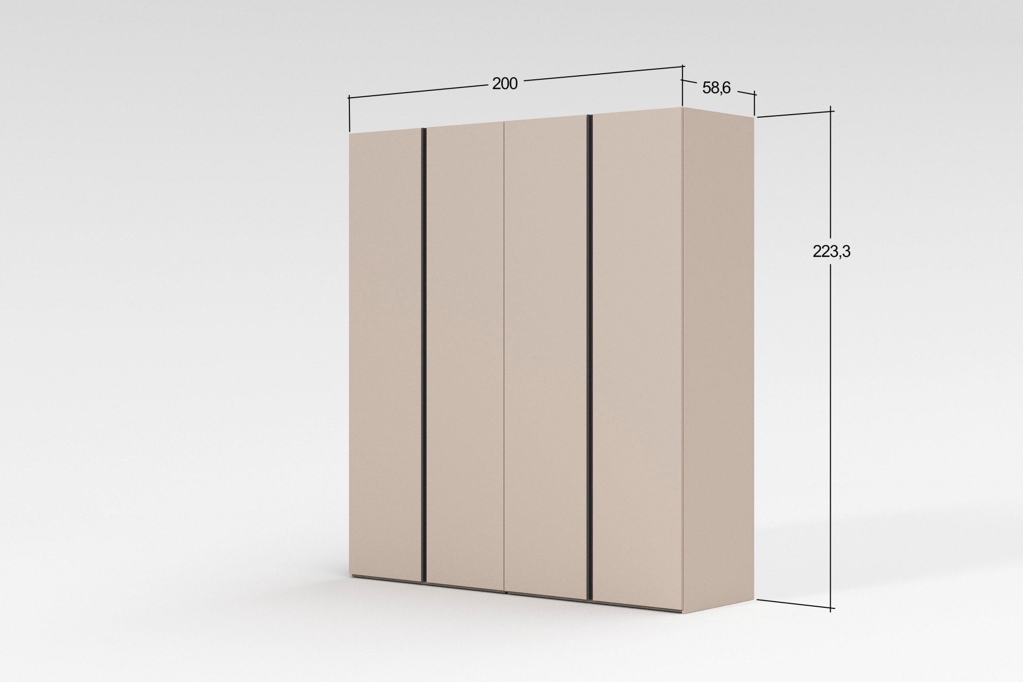 INOSIGN Kleiderschrank »RUBINO, Drehtürenschrank,Schlafzimmerschrank mit hochwertigem Alugriff«, (1 St.), Made in Italy, in Breite wählbar, Basisausführung, Zubehör extra