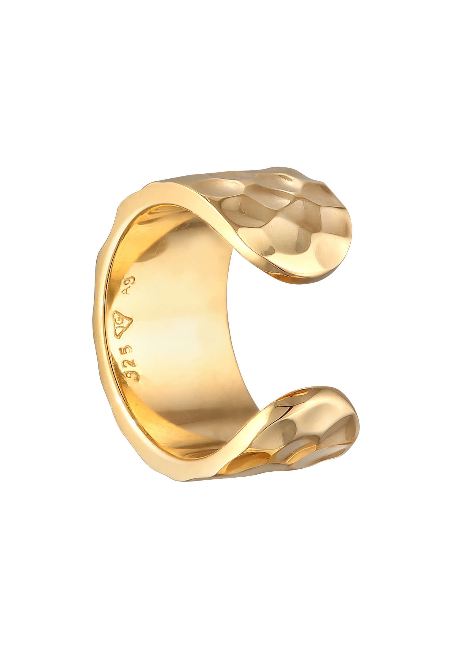 Kuzzoi Paar Ohrklemmen »Ohrringe Earcuff Breit Gehämmert Modern 925 Silber«