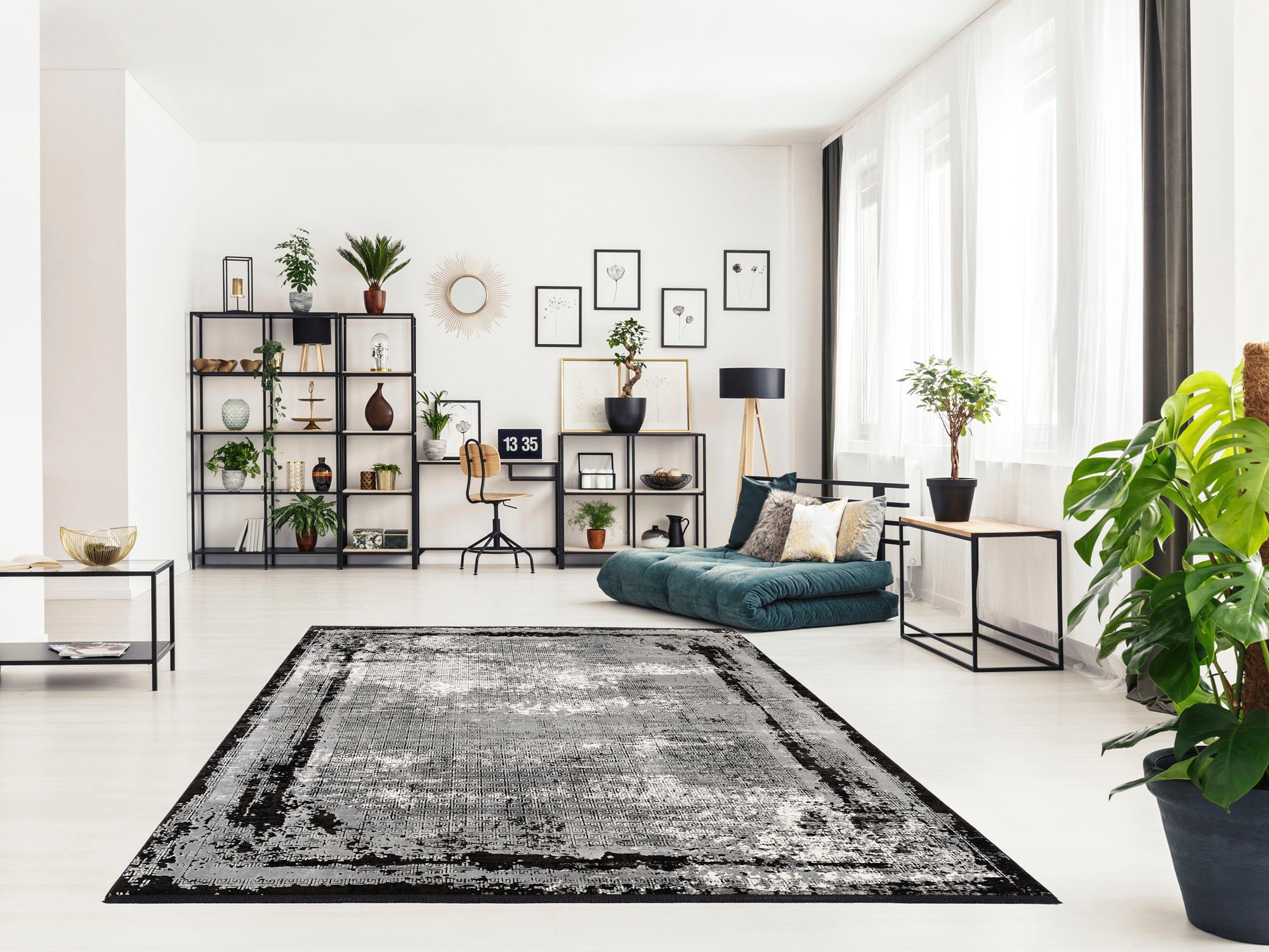 machalke® Teppich »frame« rechteckig 8 mm Höhe Design Teppich, Vintage Optik, Wohnzimmer