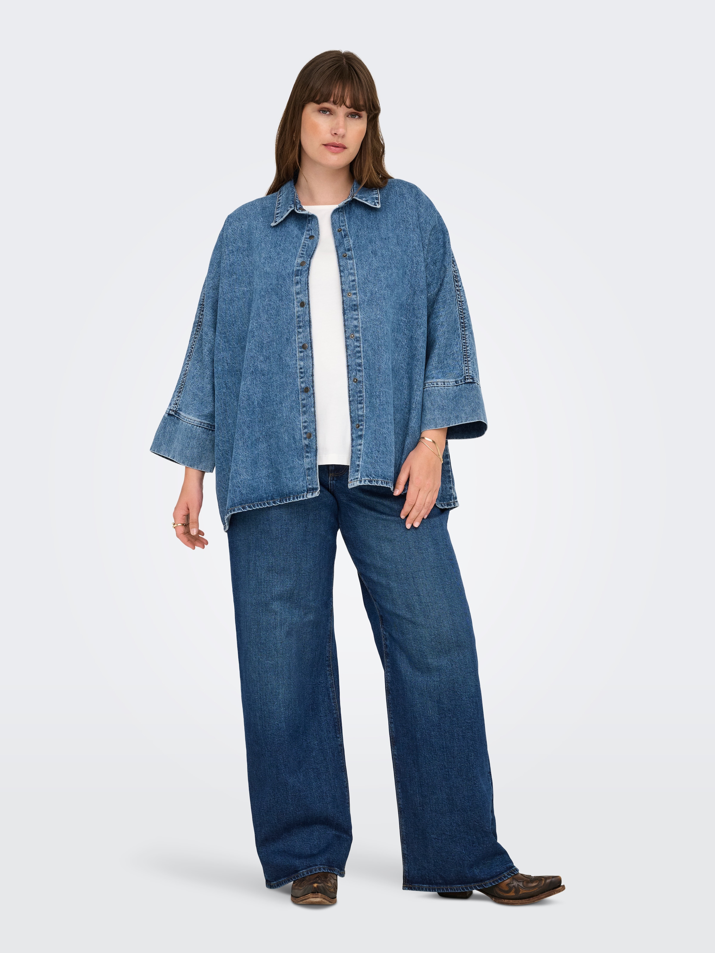 ONLY CARMAKOMA Jeansbluse »CARGRACE 3/4 DNM SHIRT CRO«