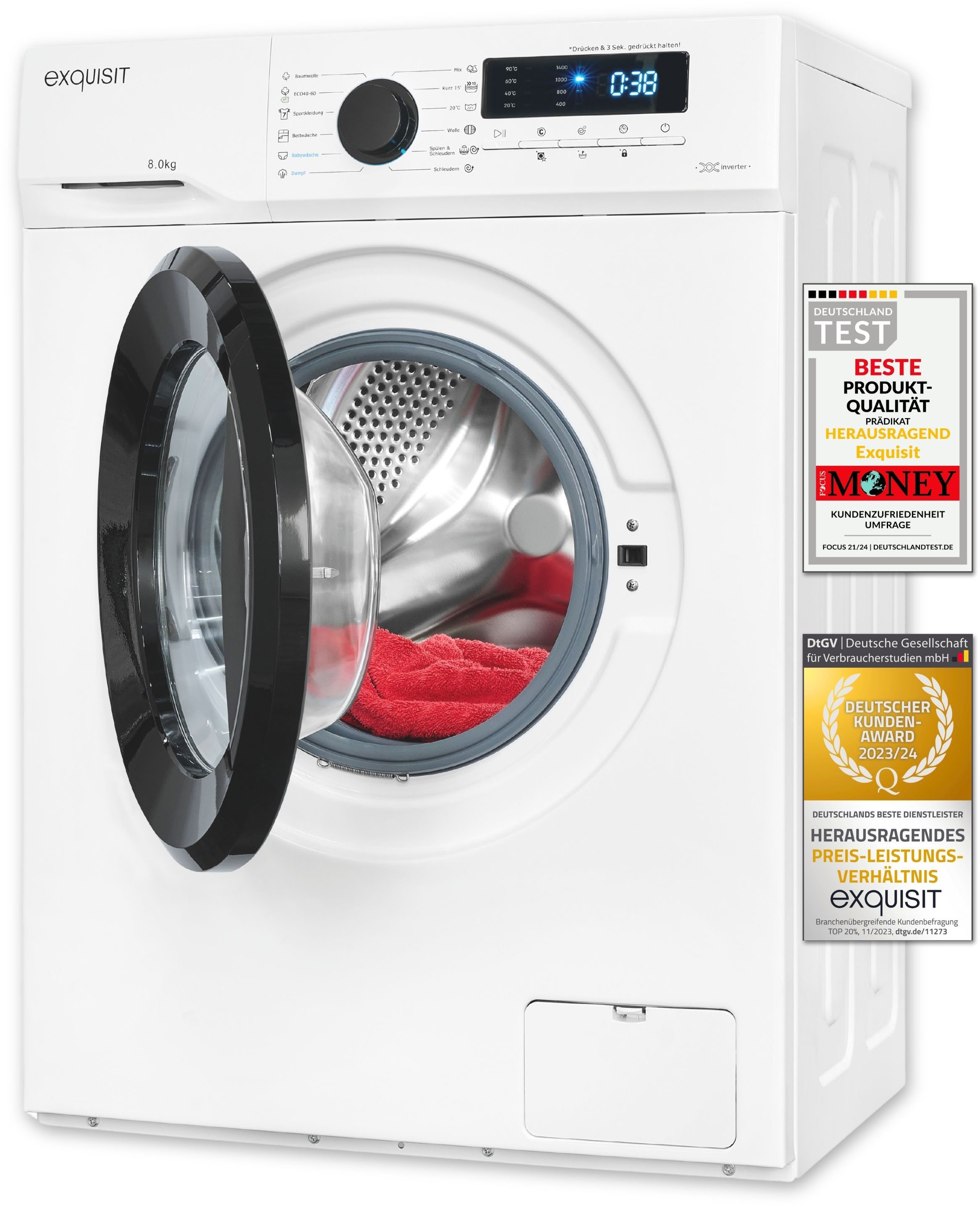 exquisit Waschmaschine »WA8014-020A weiss«, 8 kg, 1400 U/min
