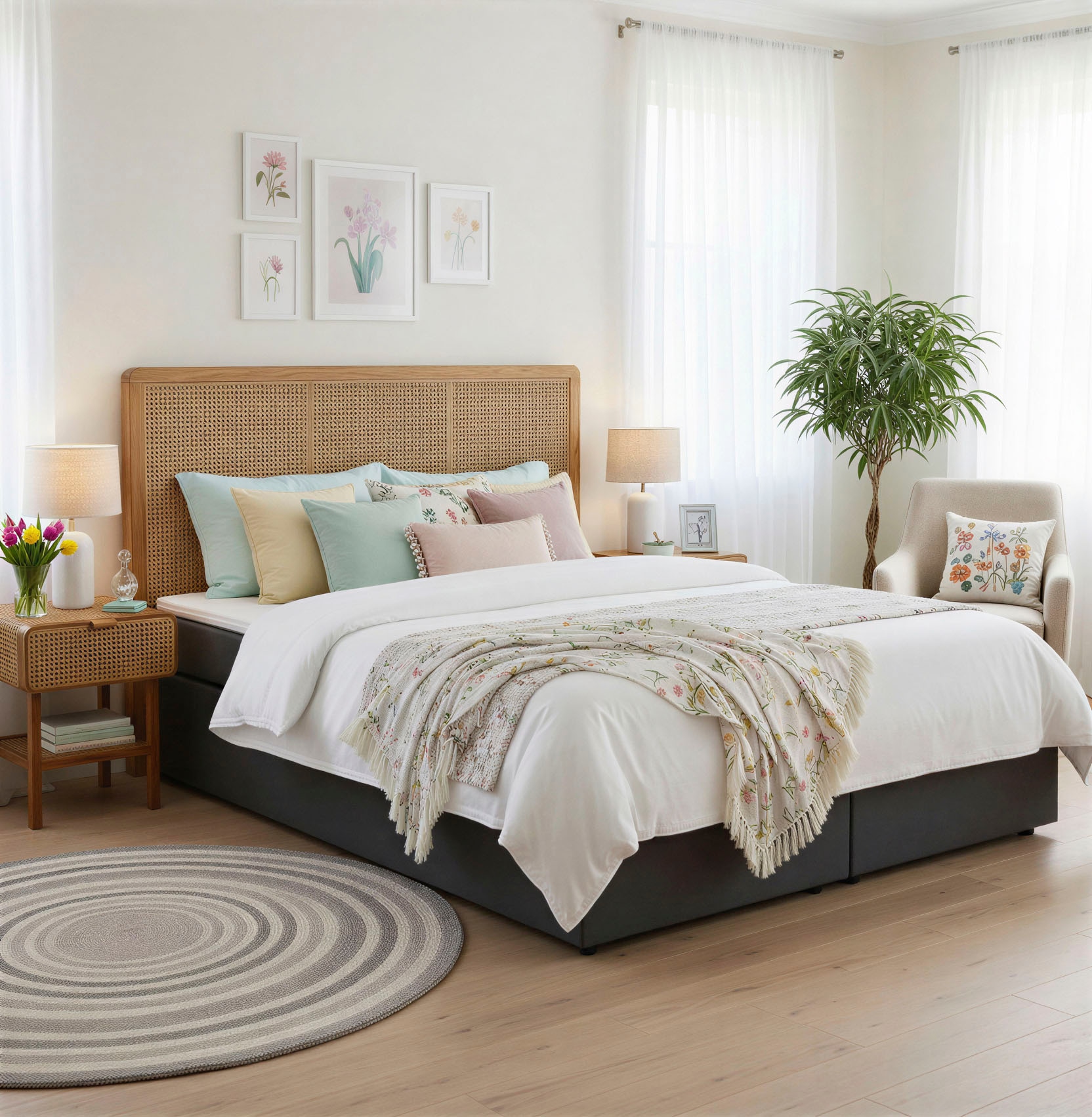 SIT Nachtkonsole mit Wiener Geflecht, Nachttisch in zierlicher Optik