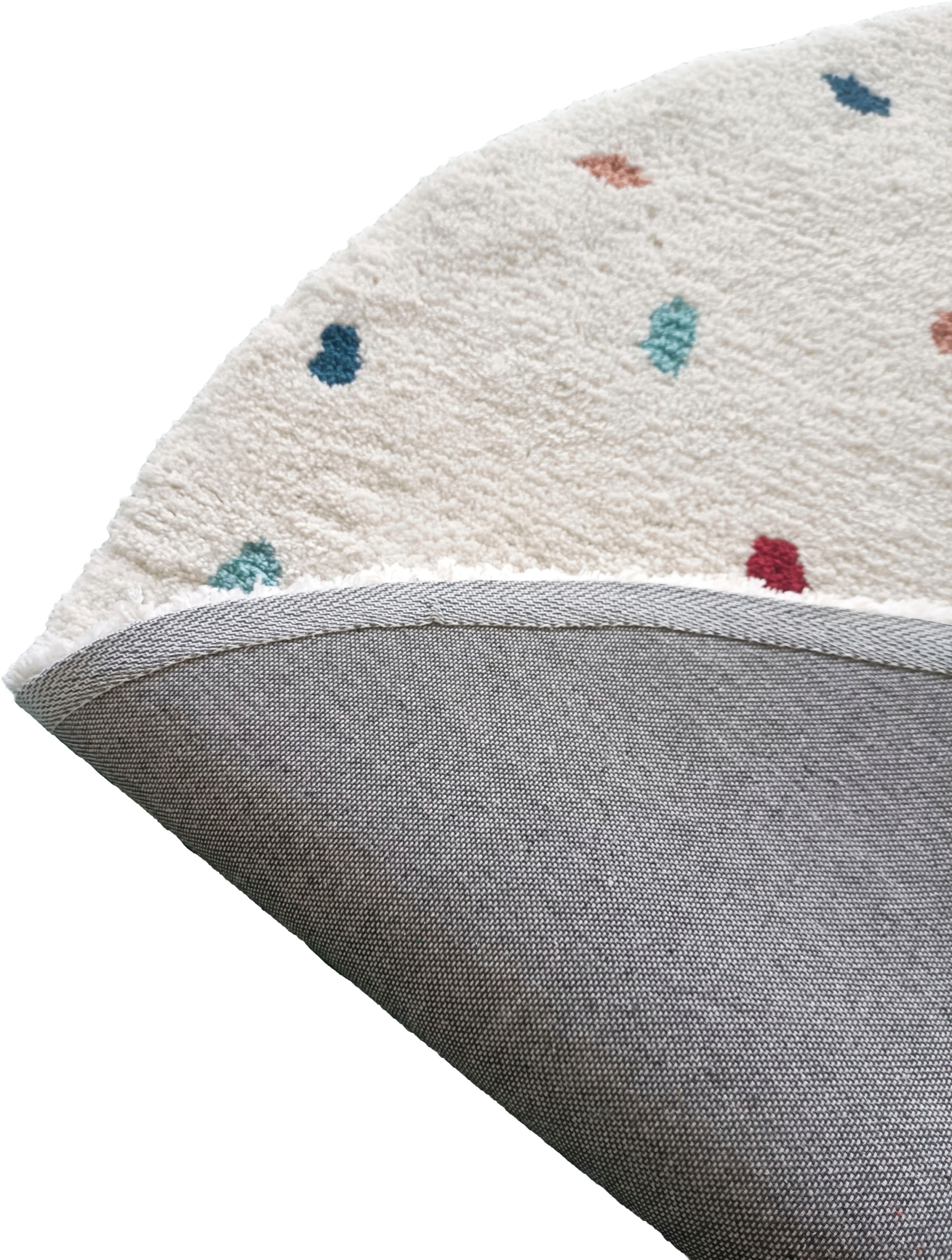my home Kinderteppich »Odan, Hochflor-Teppich«, rund, 20 mm Höhe, bunte Punkte Teppiche, weich, Wohnzimmer, Kinderzimmer