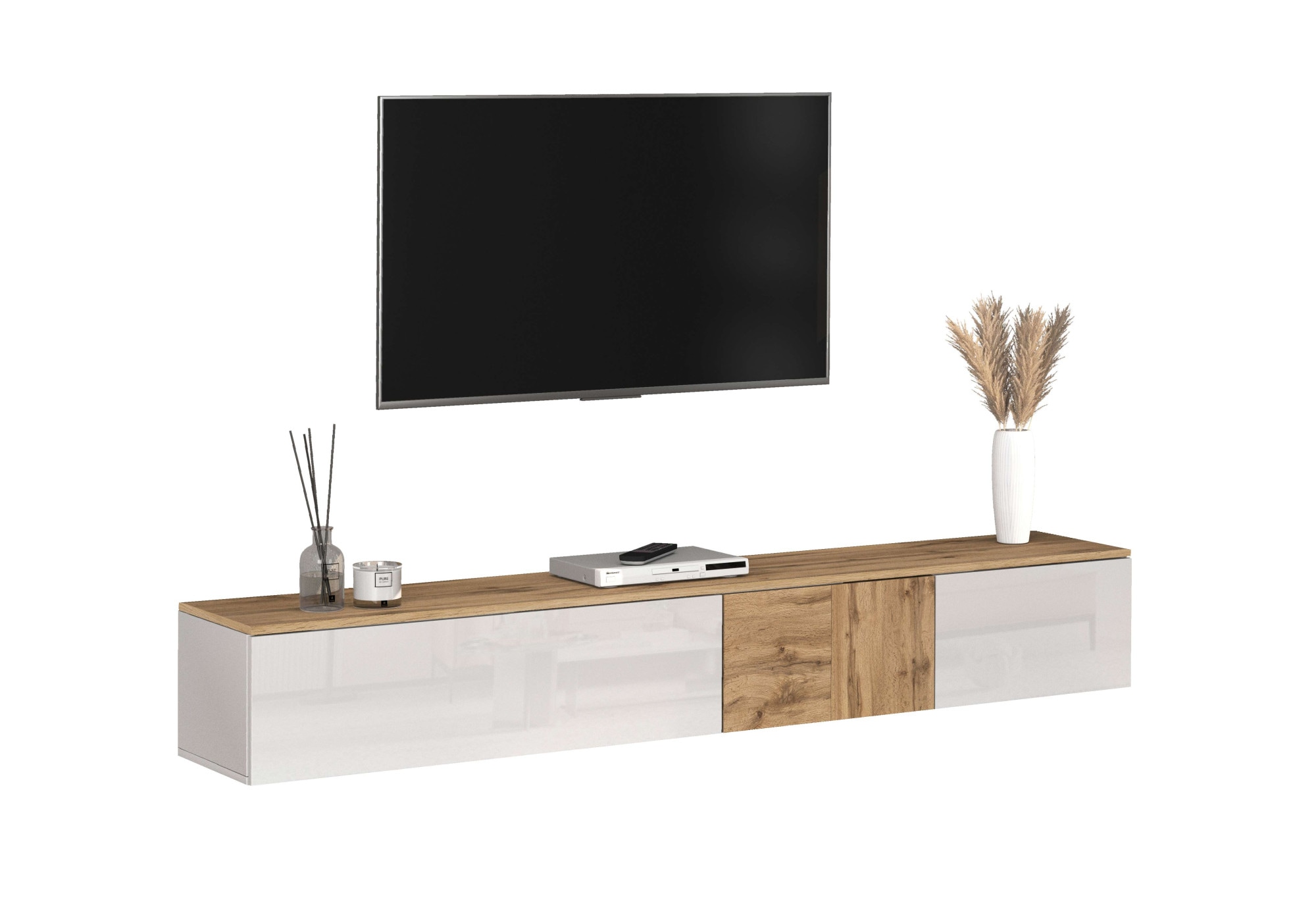OTTO home Lowboard »ISEO, TV-Kommode,TV-Möbel,TV-Bank, 3 Fächer, Breite 200 cm« 1 Stk. tlg. stehend/hängend, 1 Klappe, 2 Türen Hochglanz lackiert, Made in Italy