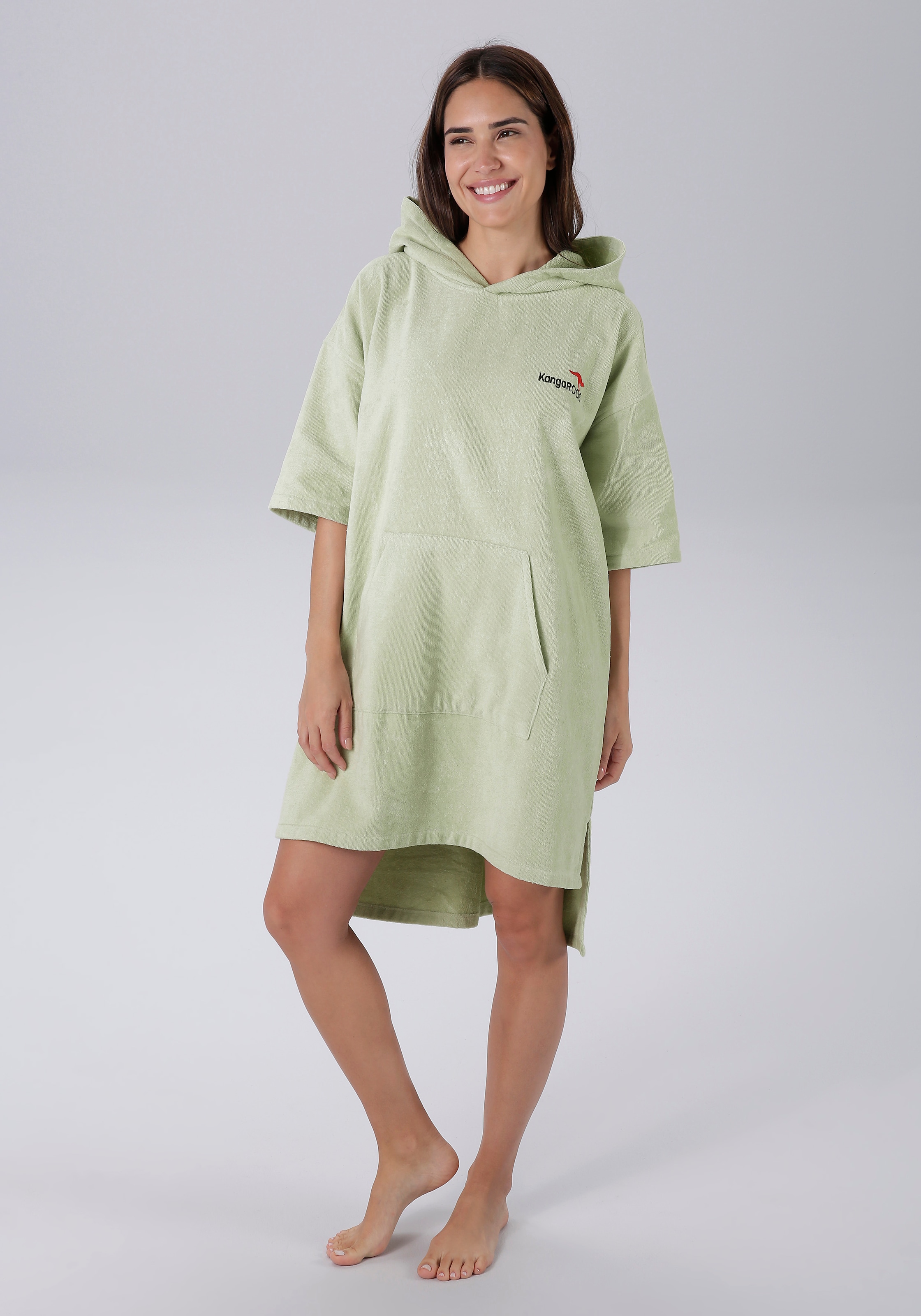 KangaROOS Badeponcho »Summer, ideal für Sauna, Spa & im Urlaub, Damen & Herren«, (1 St.), Surfponcho, mit Bauchtasche, 100% Baumwolle, Frottee