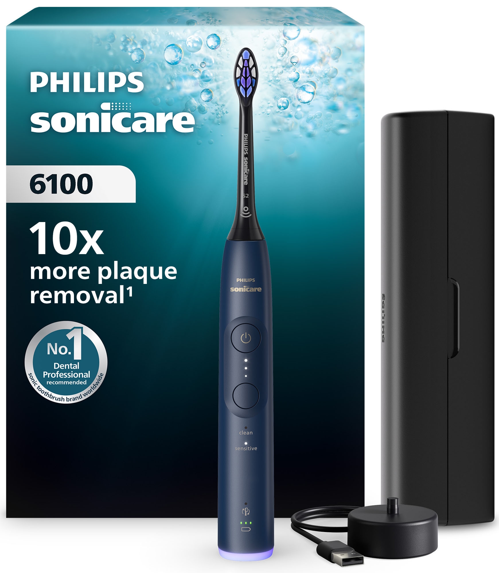 Philips Sonicare Elektrische Zahnbürste »Series 6100 HX7403/08« mit visueller Andruckkontrolle, 2 Putzprogrammen, inkl. Reiseetui