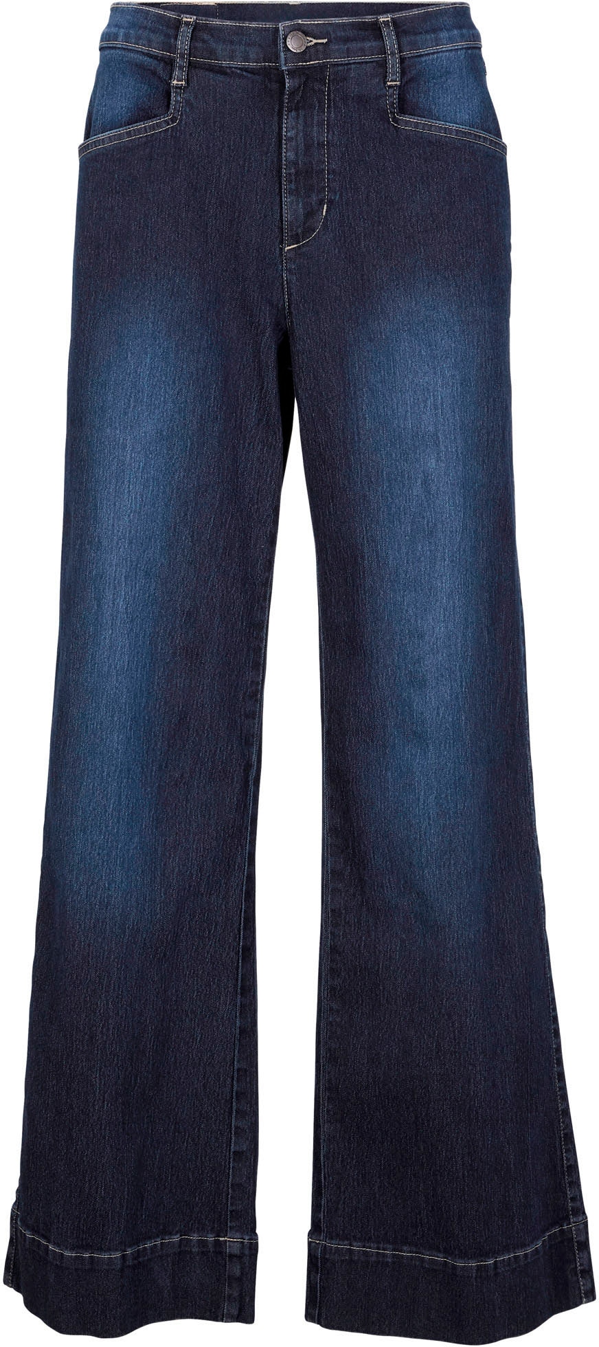 bonprix »Wide Leg Jeans Mid Waist, Stretch« Loose Fit Passform, mit Five-Pocket Style, leicht ausgestelltes Bein