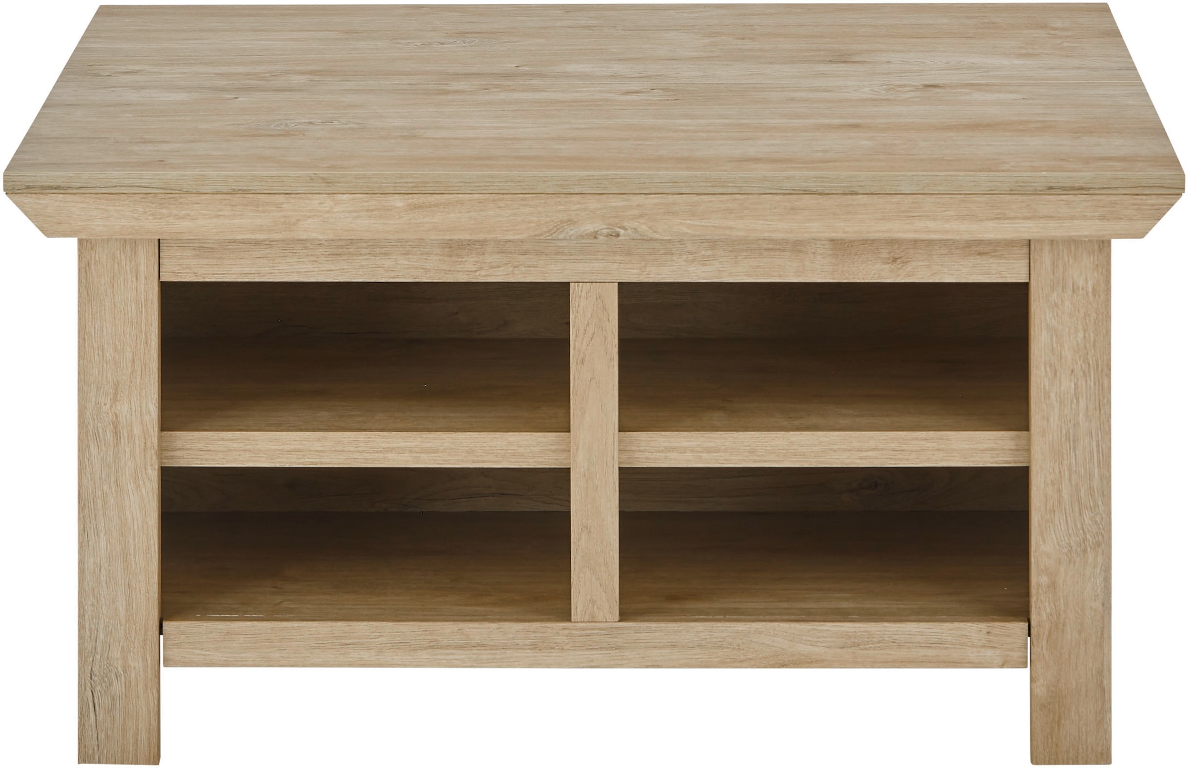 Home affaire Couchtisch »Cornwall, Beistelltisch im Landhausstil, Sofatisch, Eiche Dekor«, (1 St.), 93 cm breit, Klappenfach und offenen Fächern