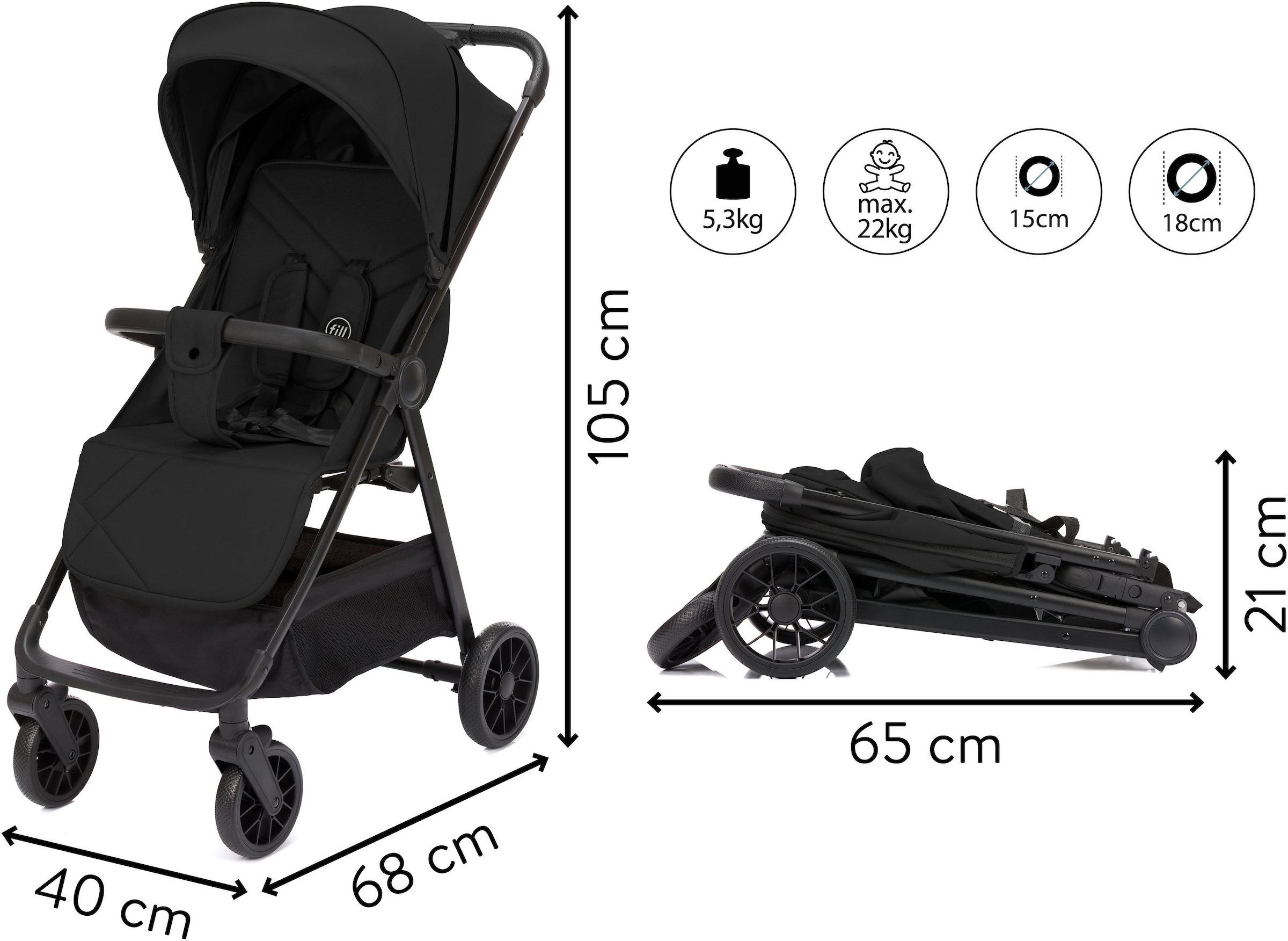 Fillikid Kinder-Buggy »Milo« Gewicht nur 5,3 kg