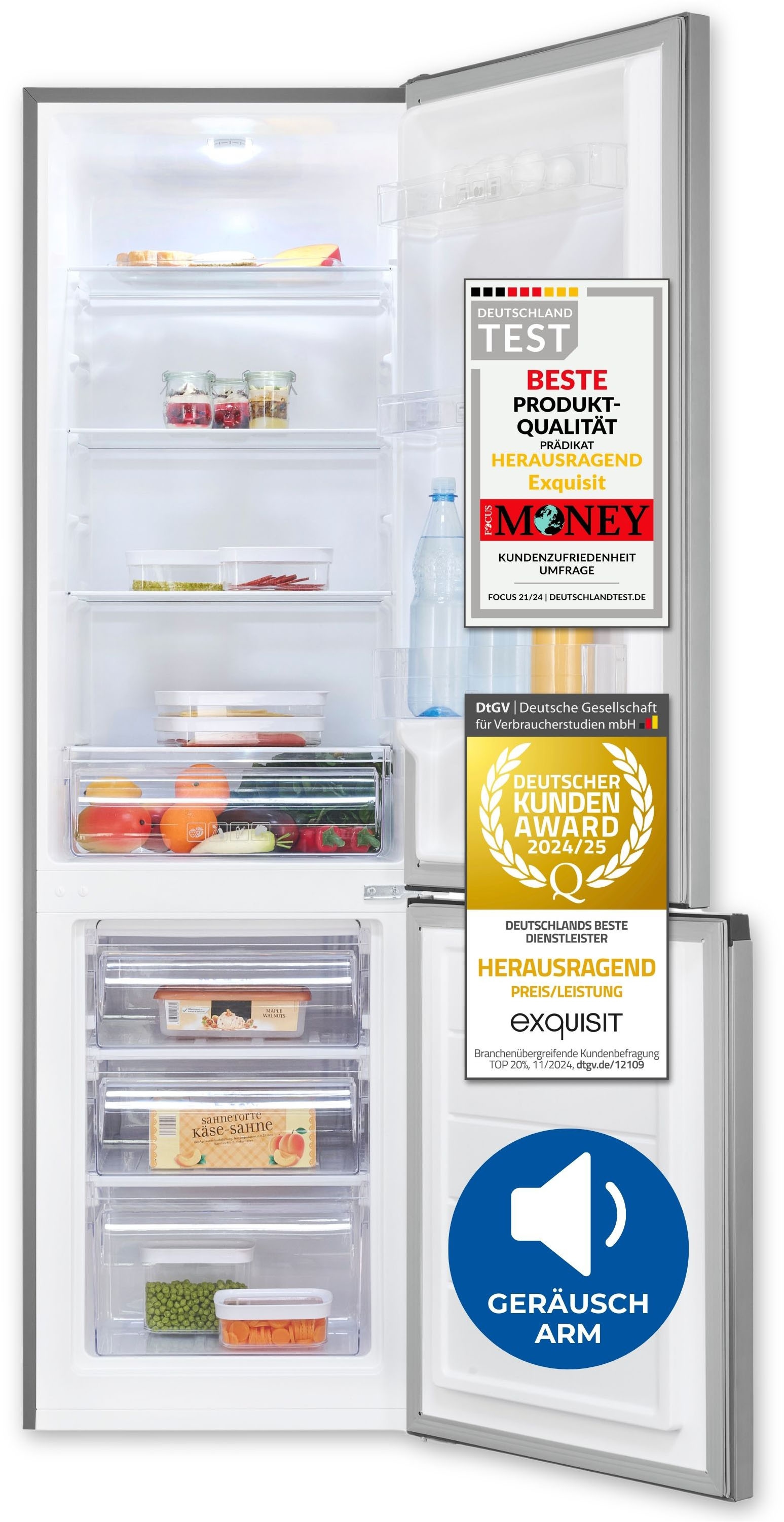 exquisit Kühl-/Gefrierkombination »KGC265-70-040D inoxlook« 180 cm hoch 54,5 cm breit