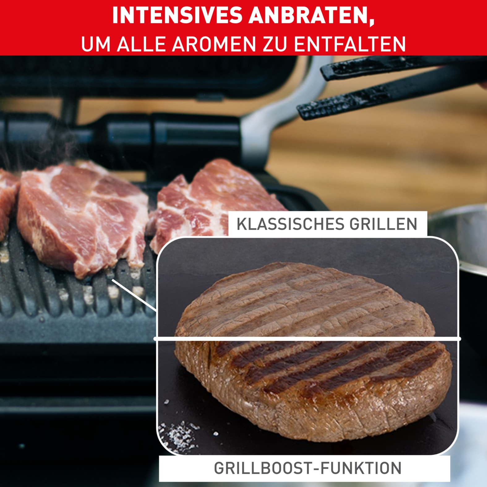 Tefal Kontaktgrill »OptiGrill Elite XL, spülmaschinengeeignete Platten«, 2200 W, Countdown zum Grillergebnis, Grillboost für Grillstreifen, GC760D