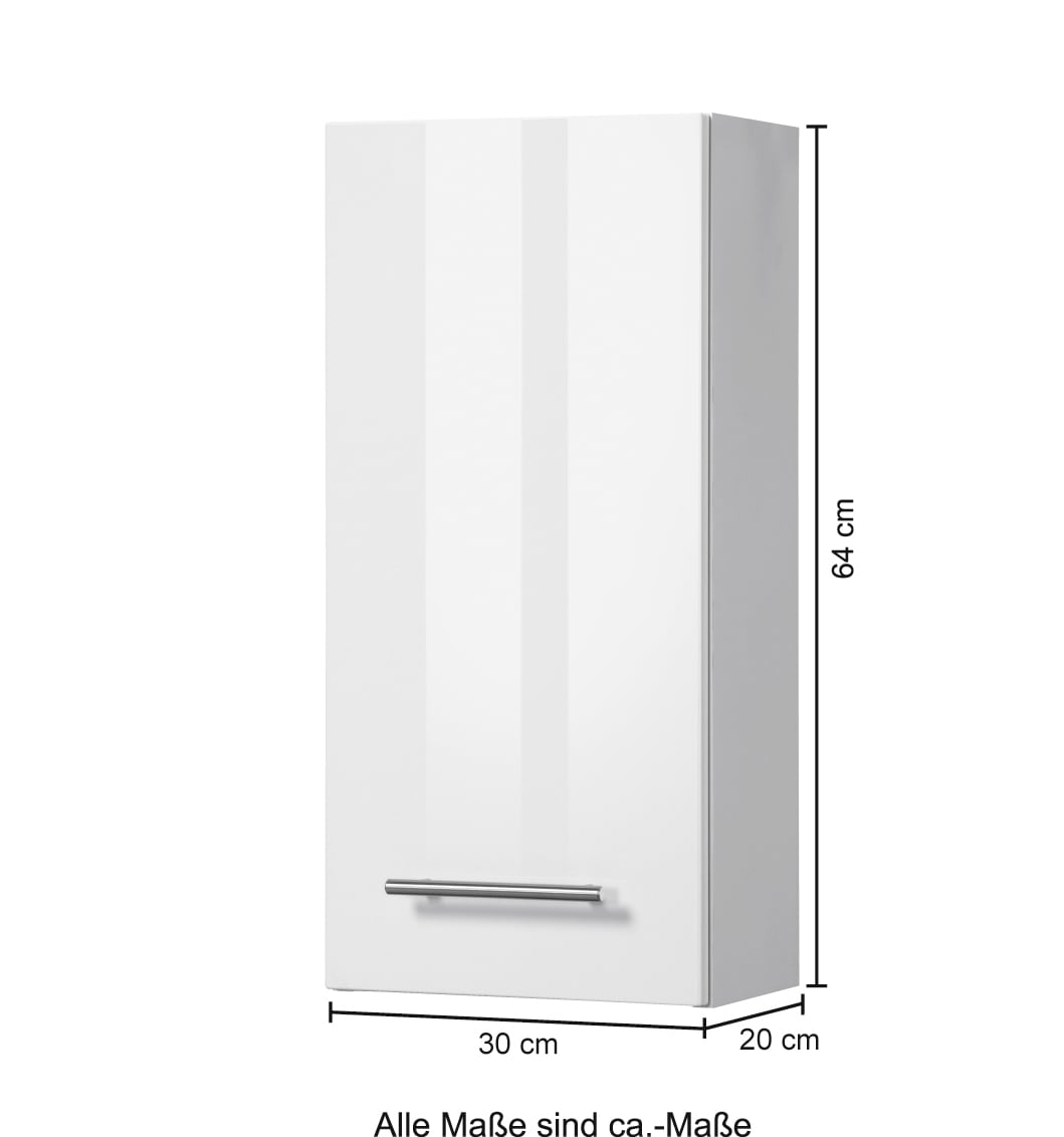welltime Hängeschrank »Trento, verschiedene Ausführungen und Farben«, Badmöbel, Breite 30 cm, 1 Tür, 2 Einlegeböden, Made in Germany