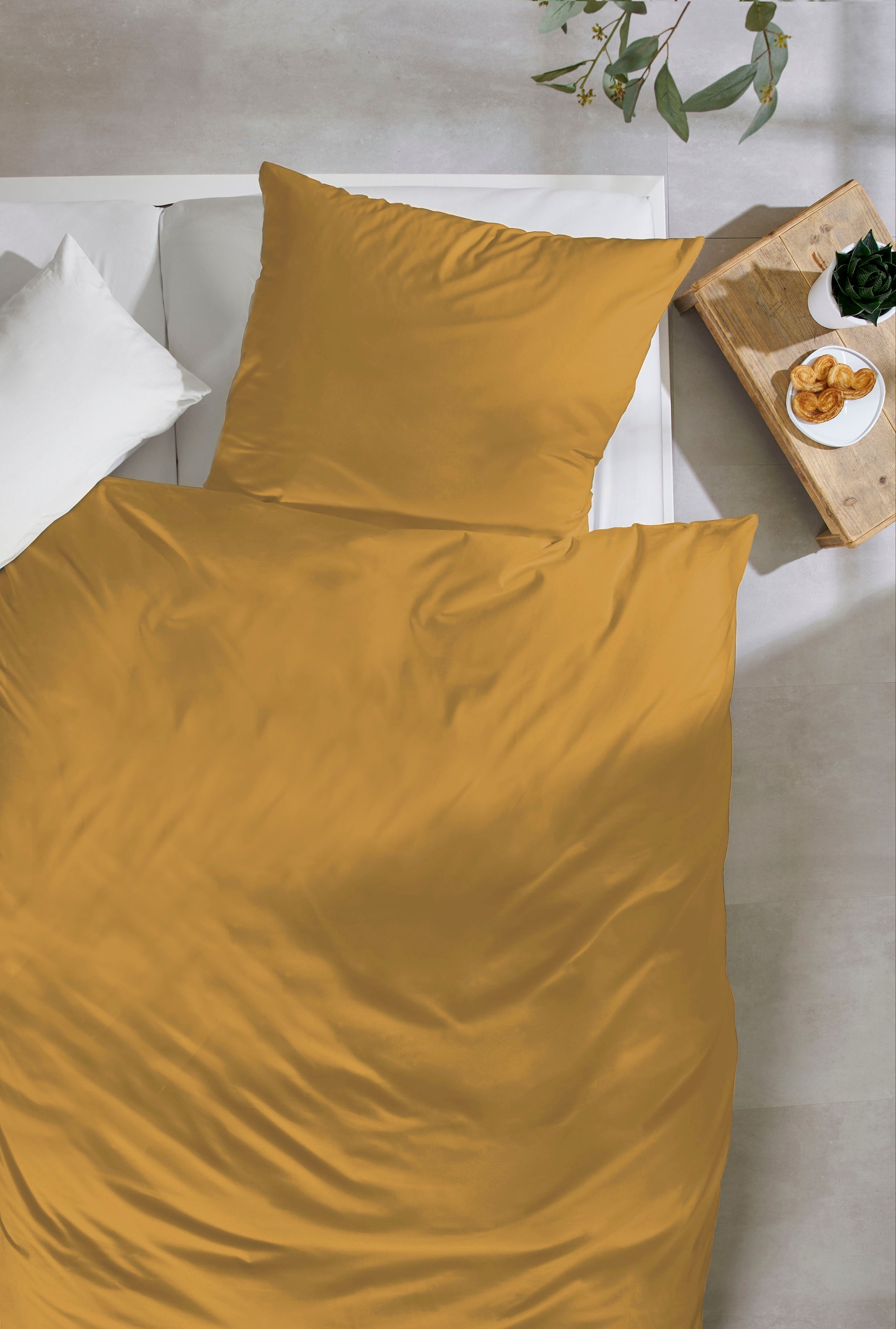 Primera Bettwäsche »Uni Luxus-Satin in Gr. 135x200, 155x220 oder 200x200 cm« 2 Stk. tlg. Bettwäsche aus Baumwolle, unifarbene Bettwäsche mit Reißverschluss