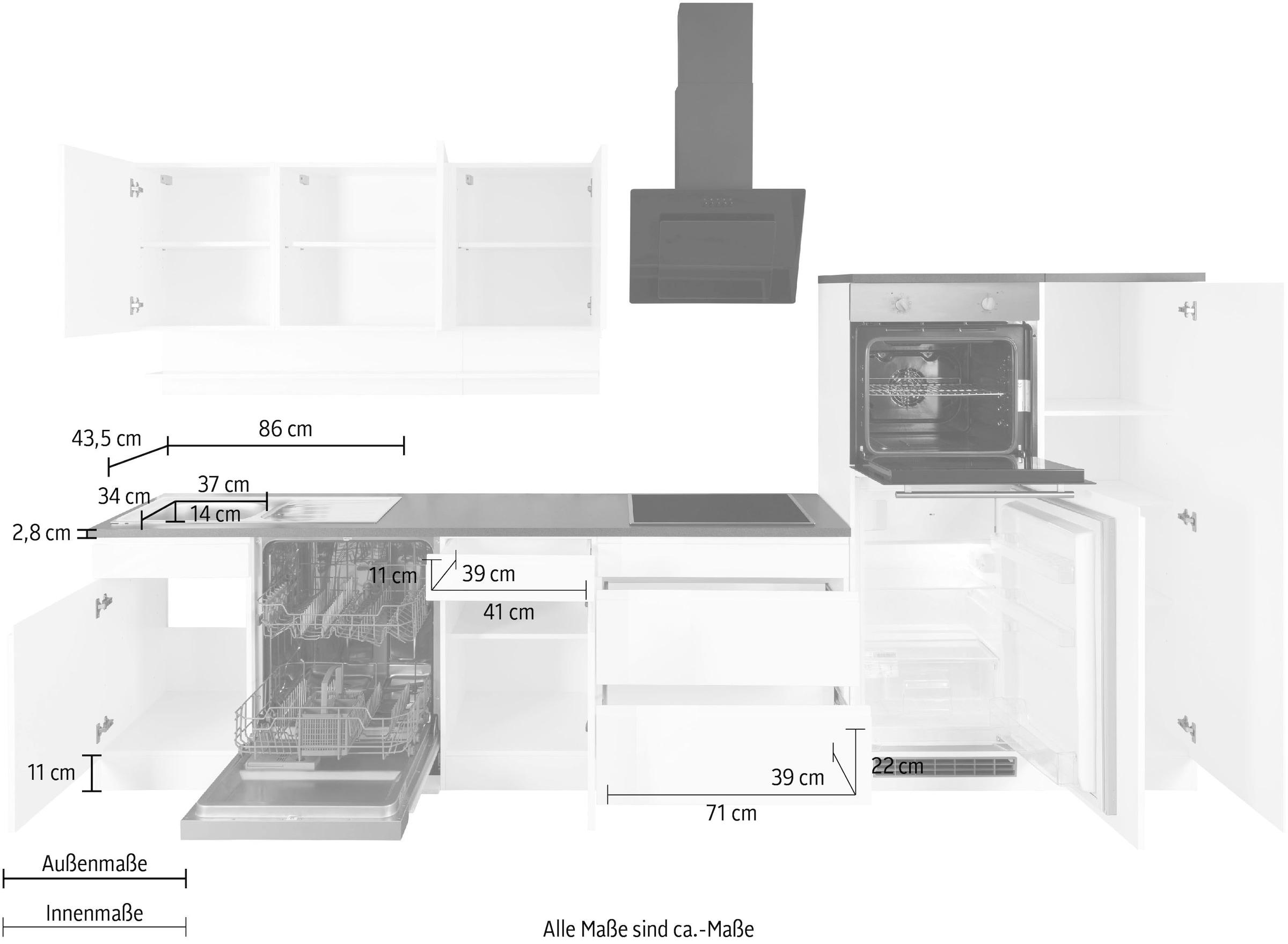 HELD MÖBEL Küche »Virginia«, Breite 350 cm, ohne E-Geräte auf Raten  bestellen