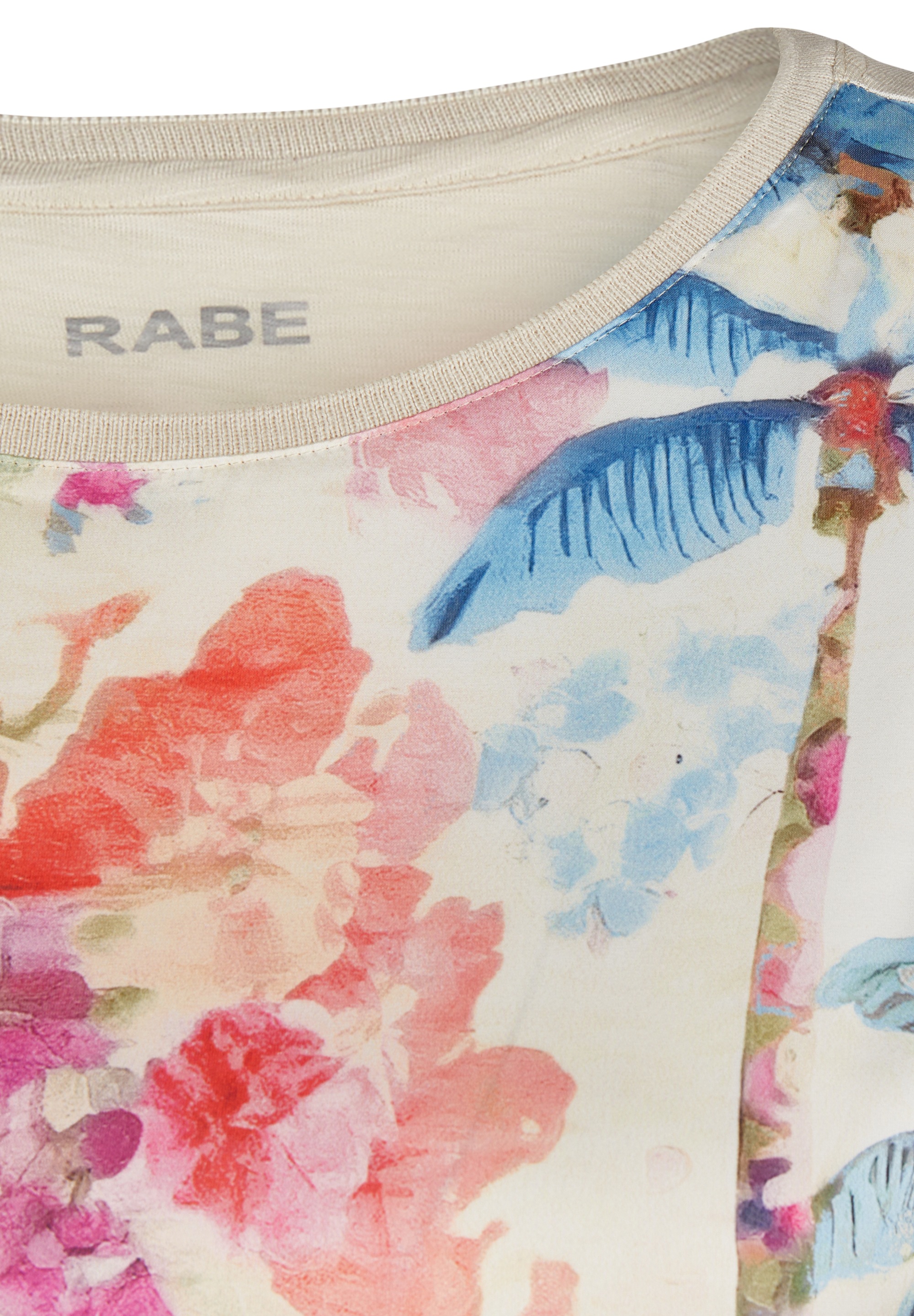 Rabe Print-Shirt, mit floralem Muster vorn, hinten unifarben