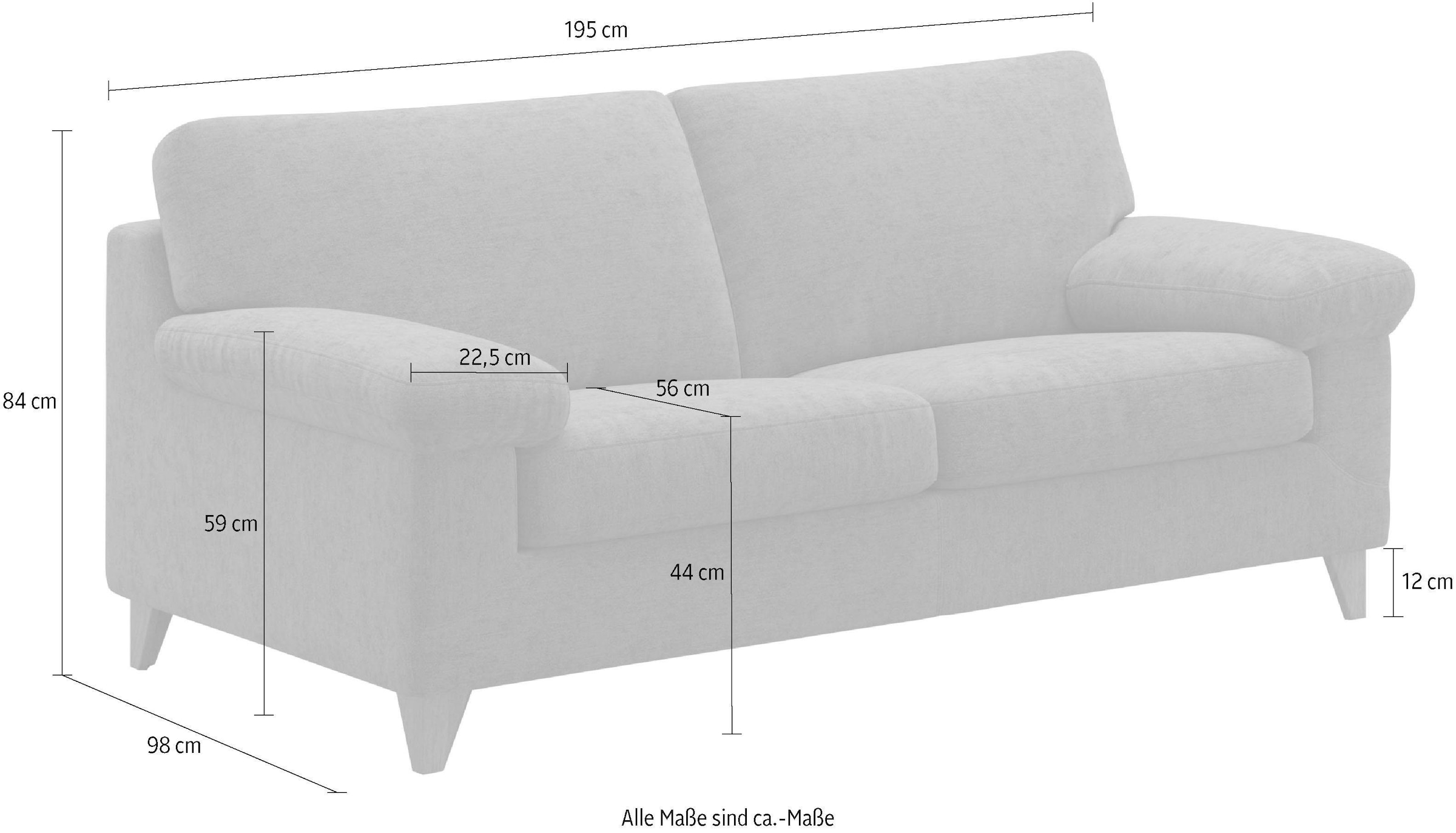 machalke® 2,5-Sitzer »diego«, mit weichen Armlehnen, Füße wengefarben, Breite 195 cm