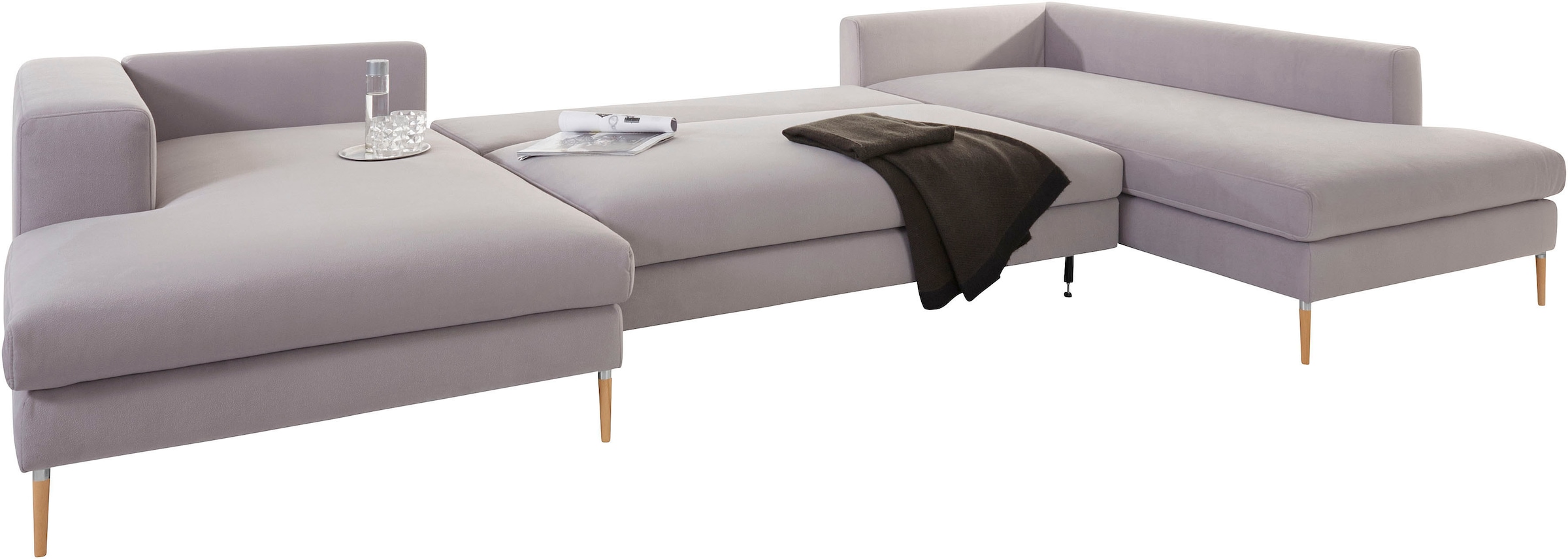 OTTO products Wohnlandschaft »Finnja, viel Platz, wahlweise Bettfunktion und Bettkasten, U-Form«