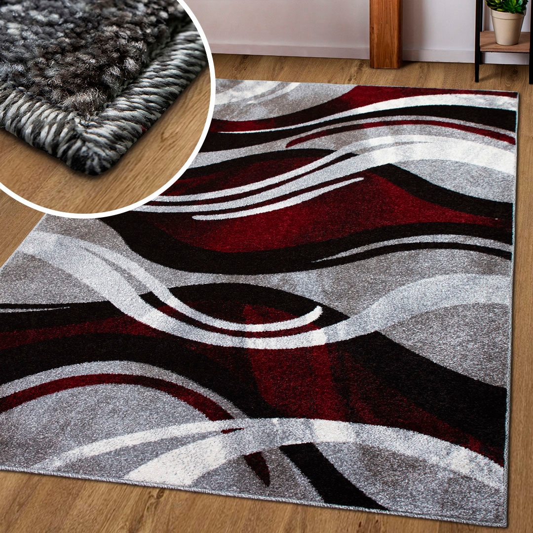 my home Teppich »»Joas««, rechteckig, besonders weicher Kurzflor in  modernem Wellen Muster, leichter Glanz | Kurzflor-Teppiche